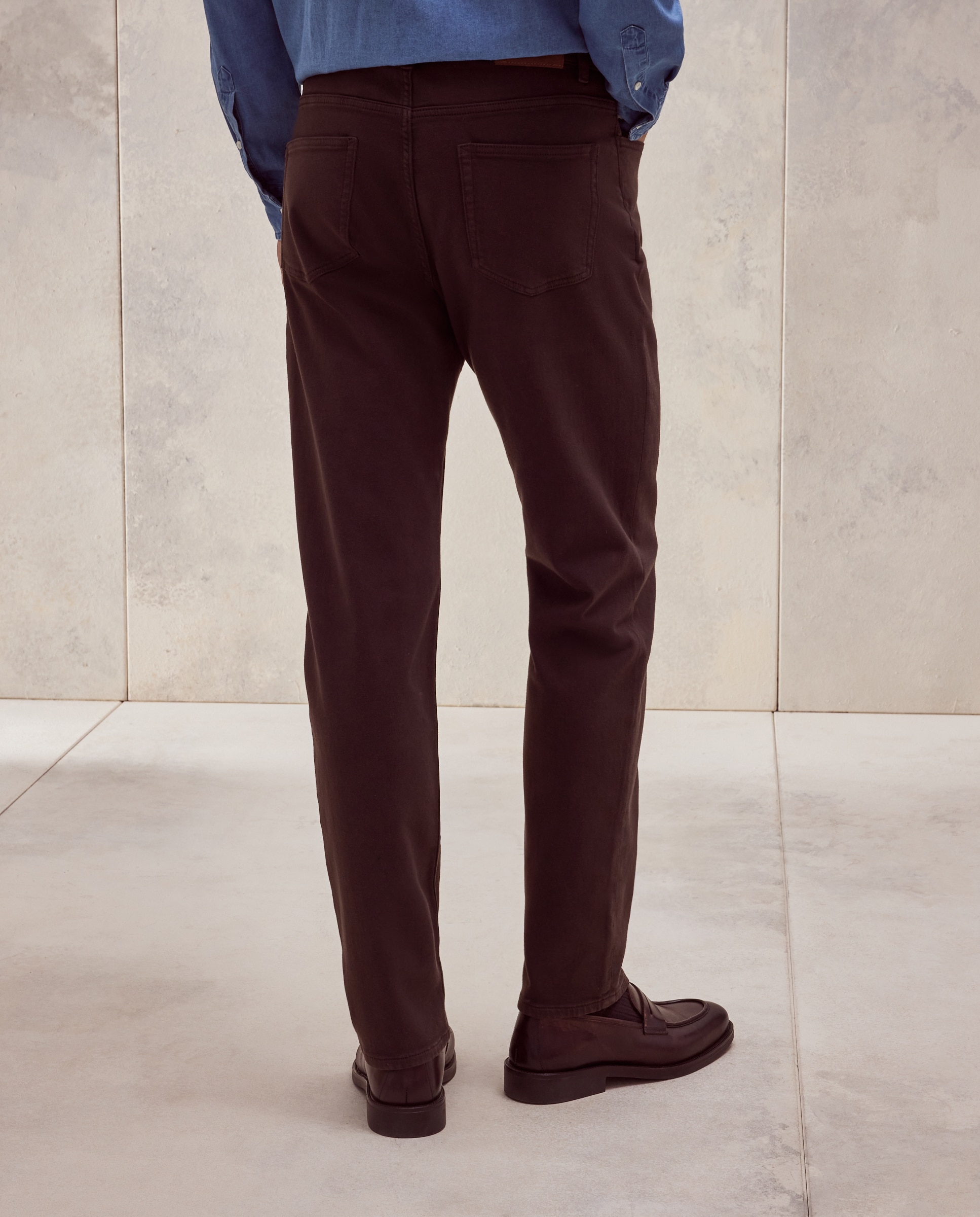 Pantalon hombre de cinco bolsillos punto regular algodón elastómero - Dustin - Marrón Marrón-3