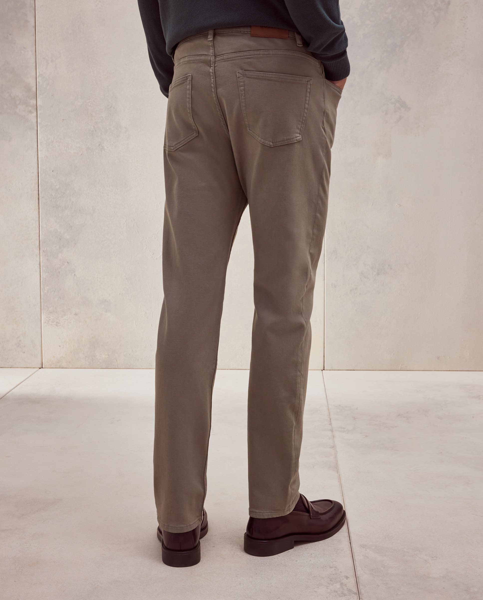 Pantalon hombre de cinco bolsillos punto regular algodón elastómero - Dustin - Visón oscuro Visón oscuro-3