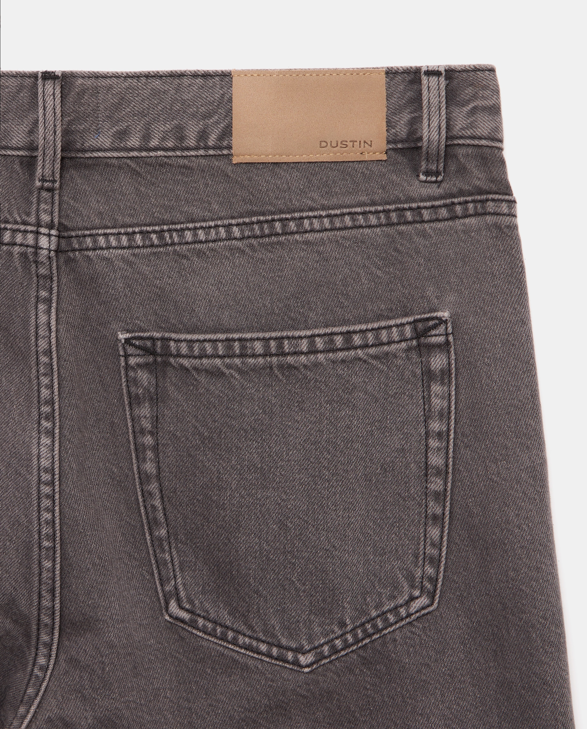 Calças de Cinco Bolsos Straight 100% Algodão Cinzento-5