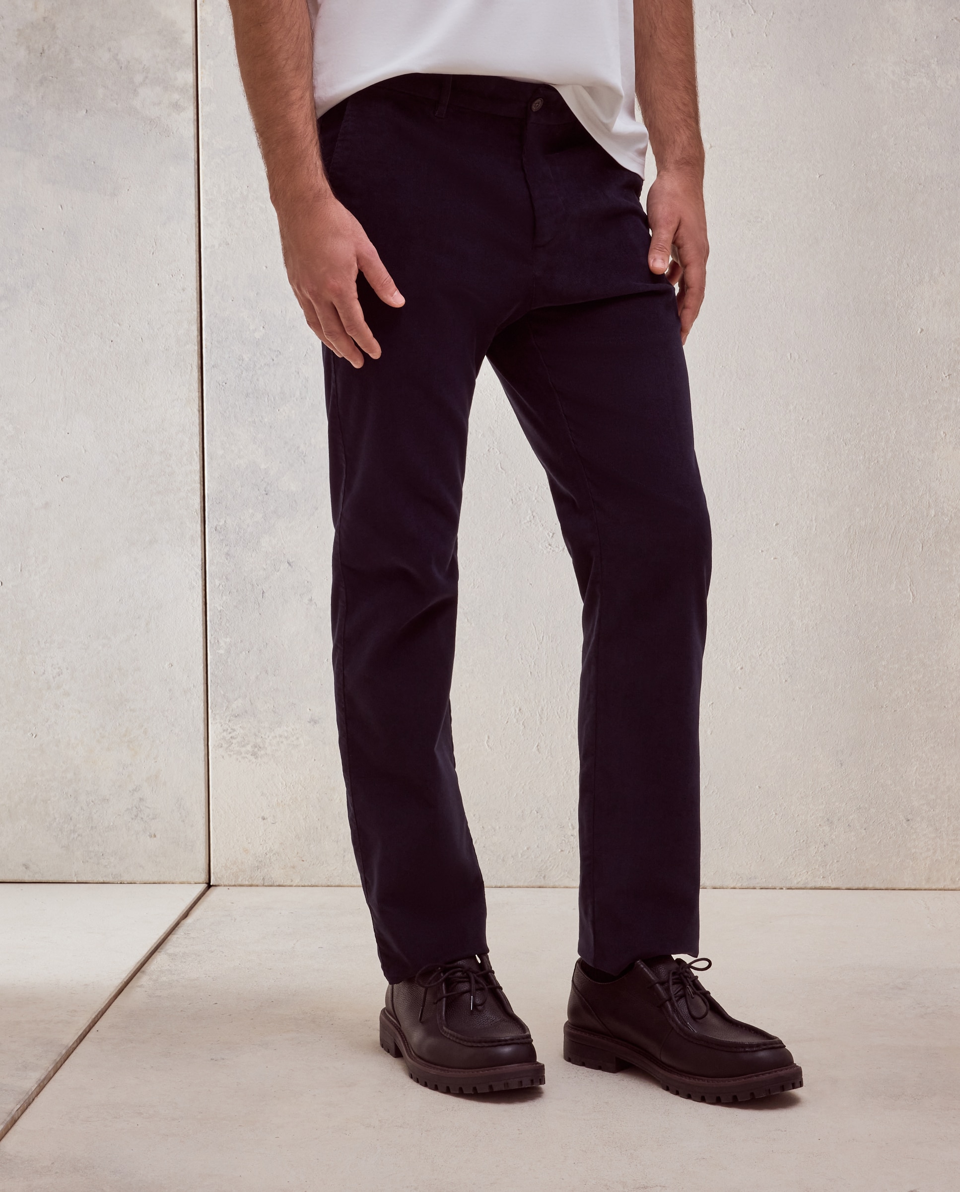 Imagen 2 de Pantalón chino pana regular fit con gomas algodón/stretch hombre - Dustin - Azul Azul