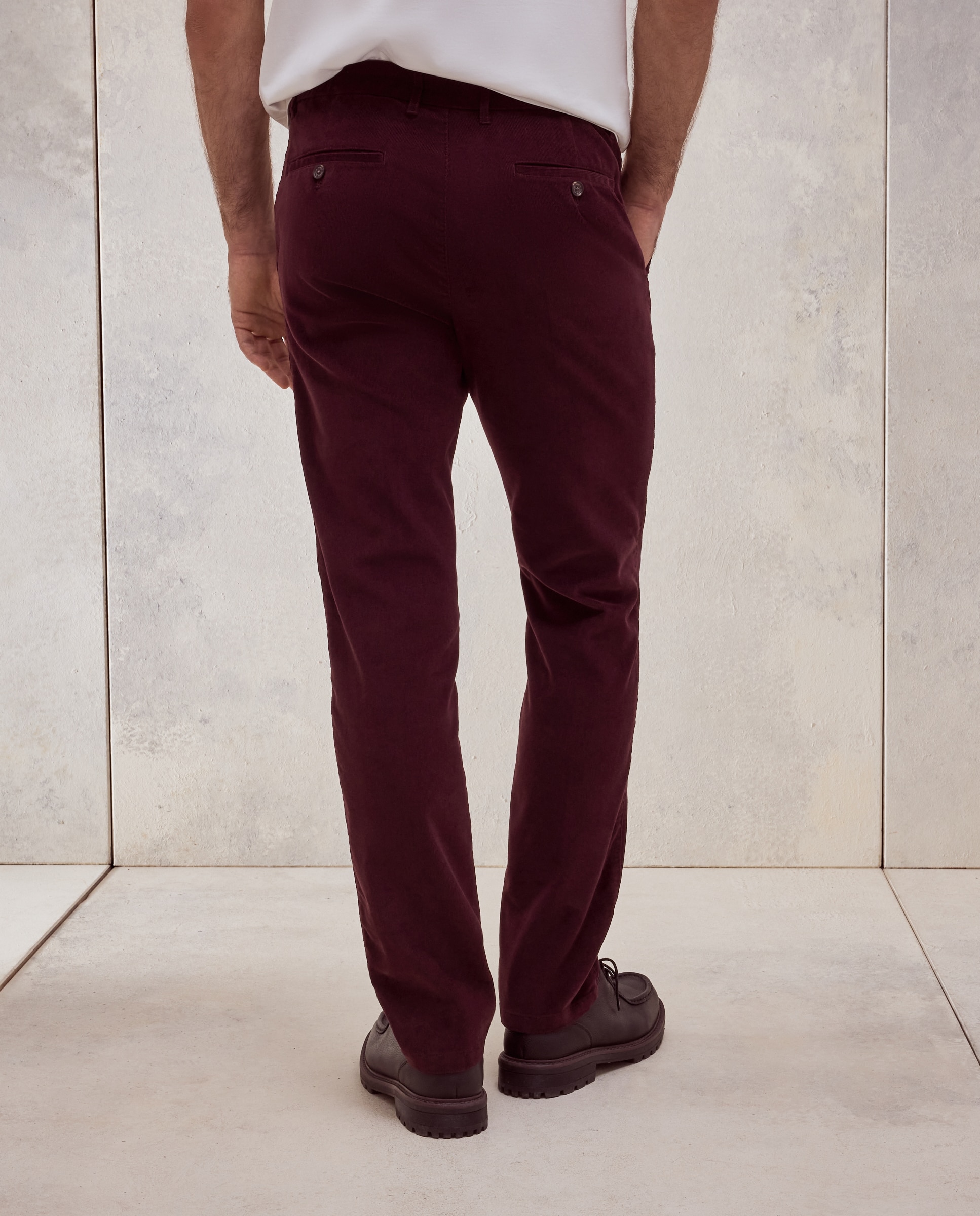 Imagen 3 de Pantalón chino pana regular fit con gomas algodón/stretch hombre - Dustin - Rojo Granate Rojo Granate
