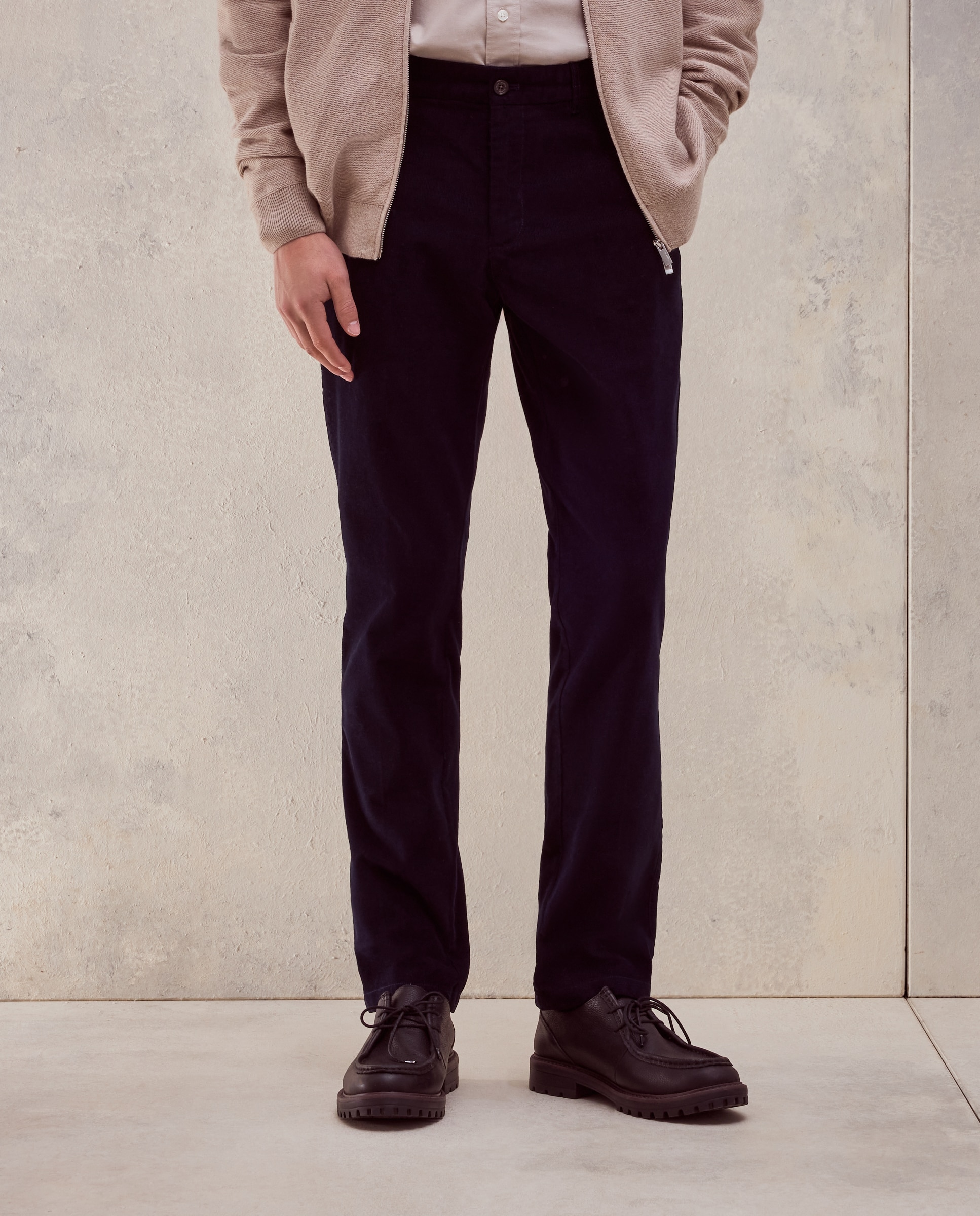 Pantalon hombre de pana chino gomas laterales,slim algodón stretch - Dustin - Azul Azul-2