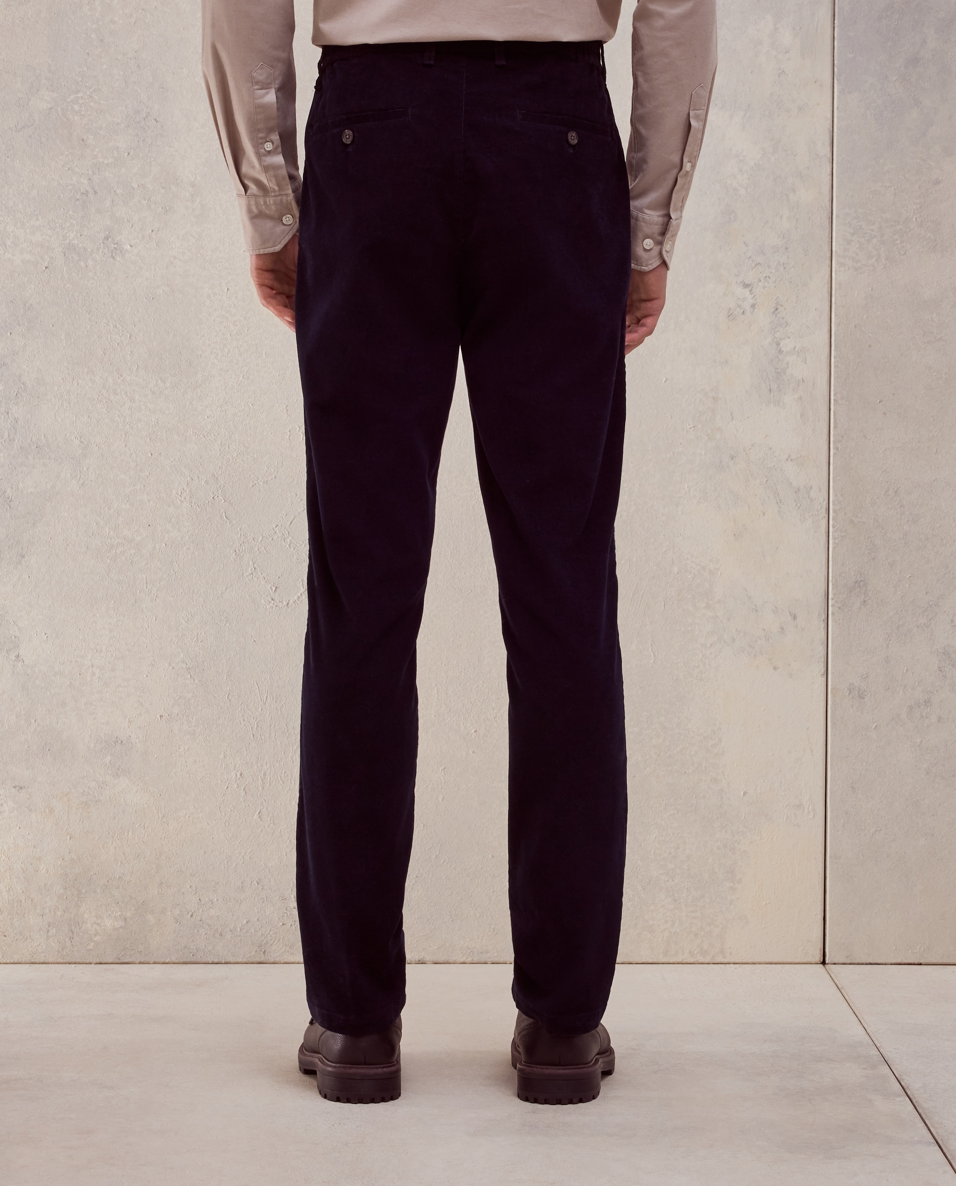 Pantalon hombre de pana chino gomas laterales,slim algodón stretch - Dustin - Azul Azul-3