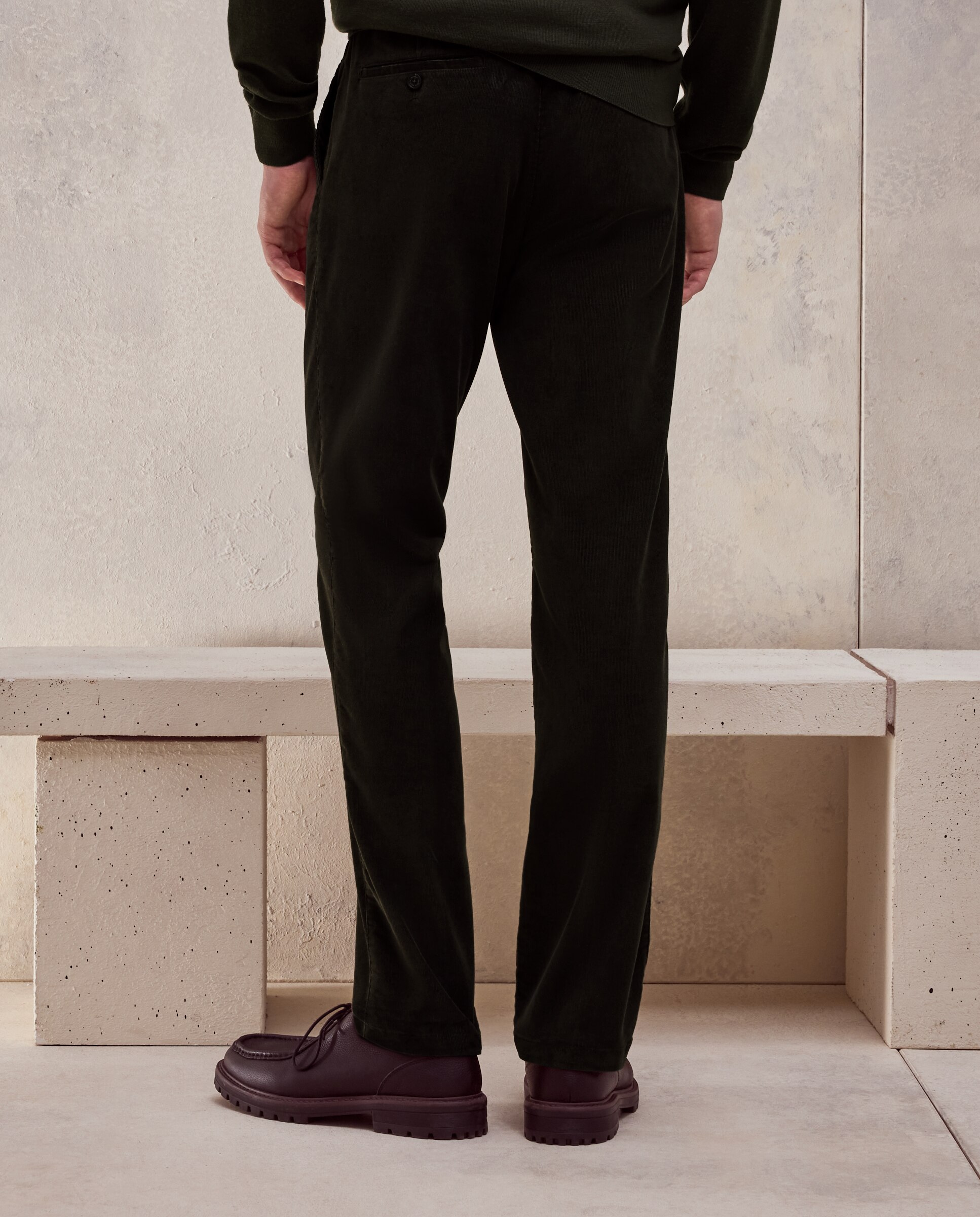 Pantalon hombre de pana chino gomas laterales,slim algodón stretch - Dustin - Verde Verde-3