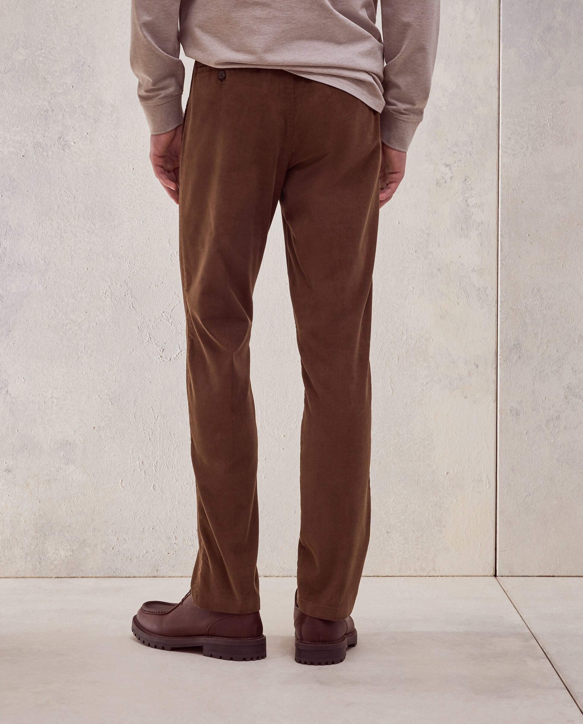 Pantalon hombre de pana chino gomas laterales,slim algodón stretch - Dustin - Tostado Tostado-3