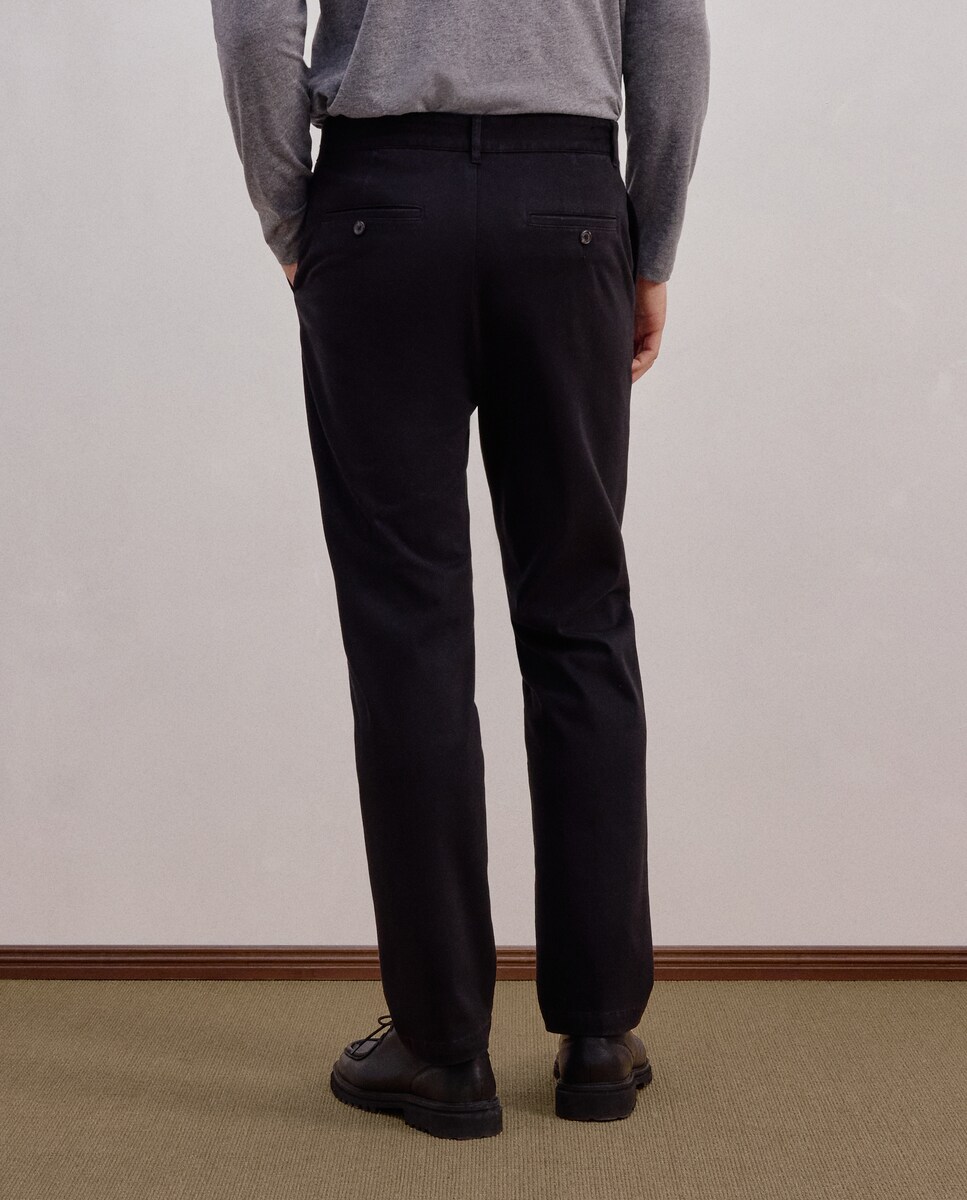 Calças Desportivas Regular em Algodão Elastómero Preto-3