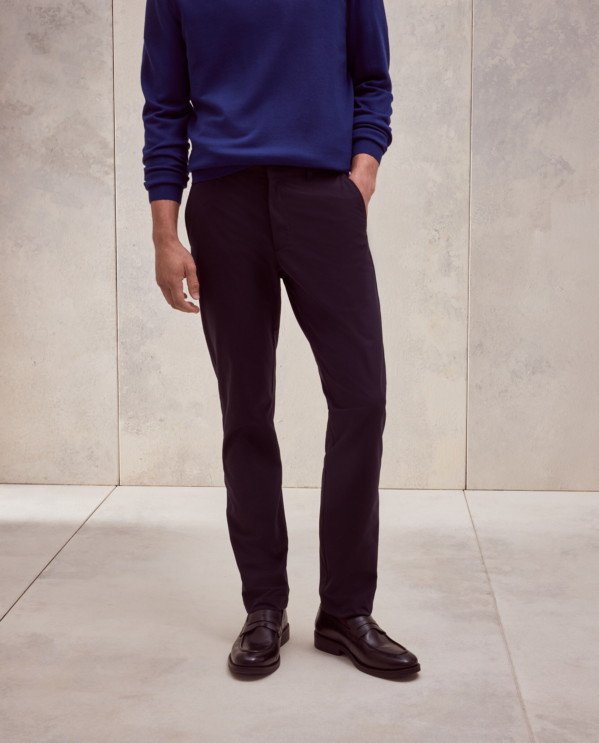 Calças Desportivas Técnicas Regular de Algodão Elastómero para Homem Azul-2