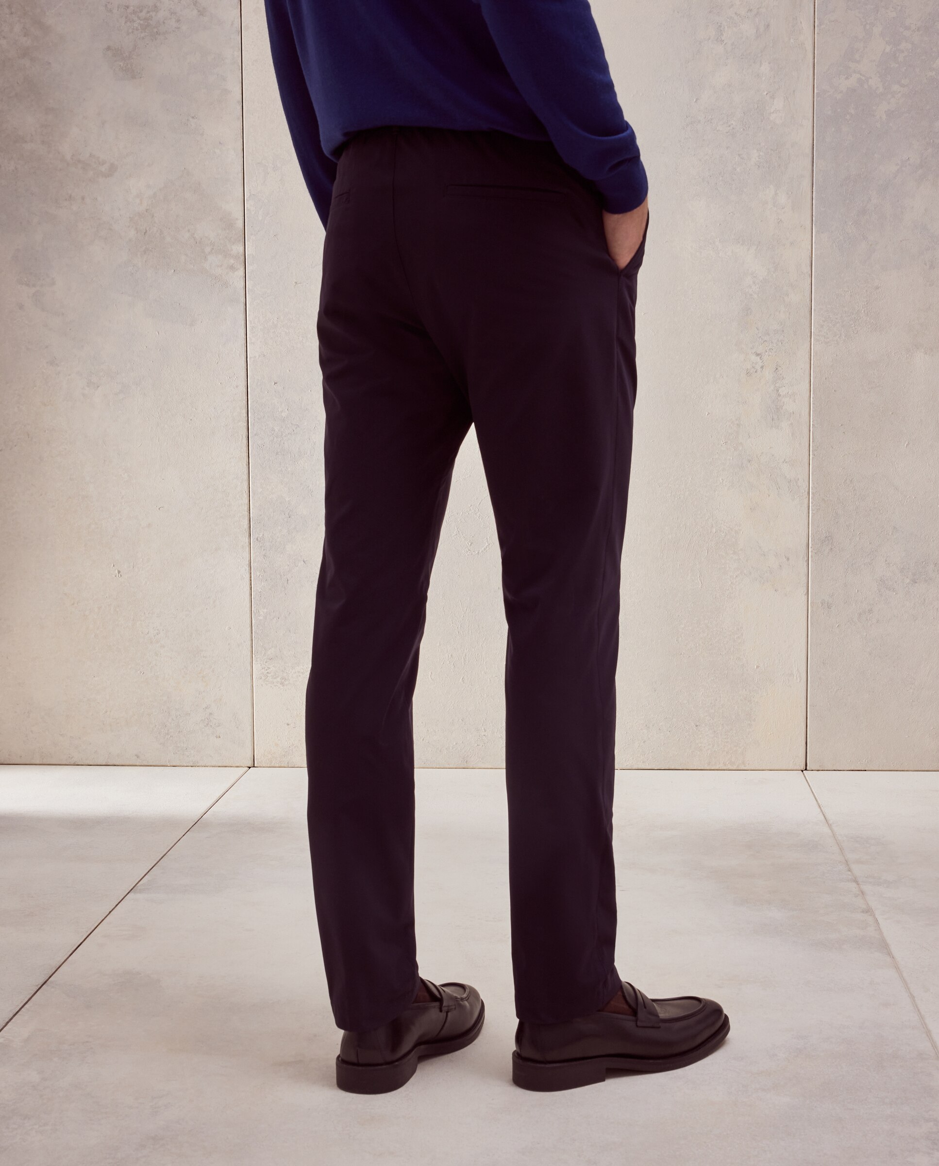 Calças Desportivas Técnicas Regular de Algodão Elastómero para Homem Azul-3
