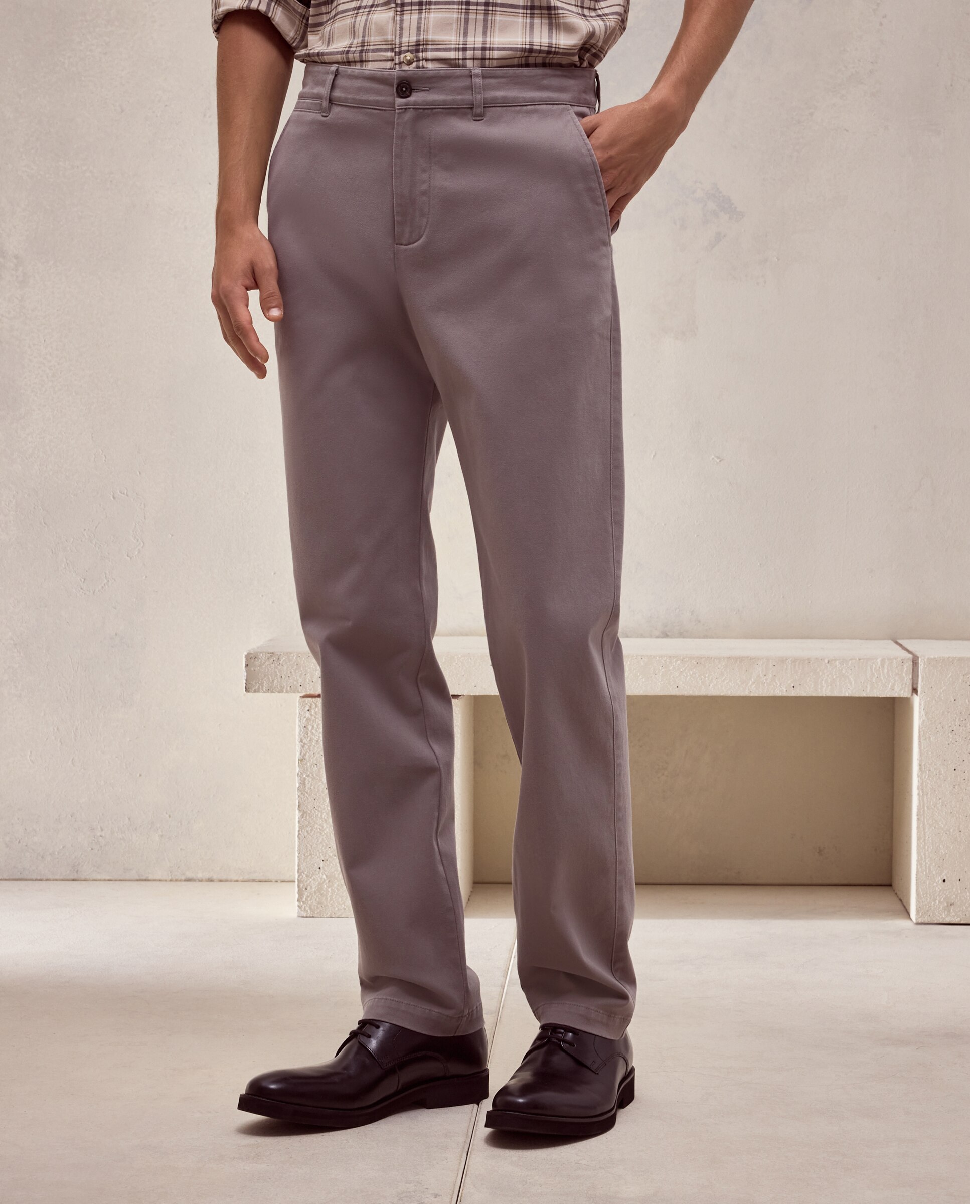 Imagen 2 de Pantalón chino regular fit de invierno algodón/stretch hombre - Dustin - Visón oscuro Visón oscuro