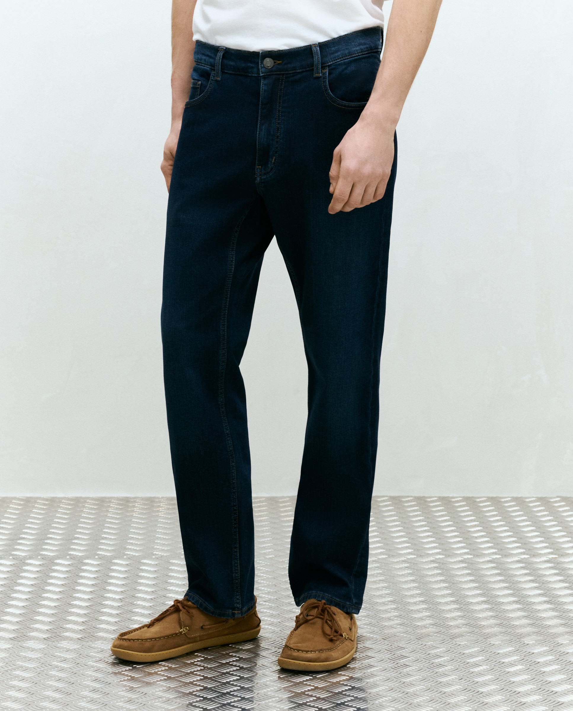 Jeans de Malha Regular Azul-escuro-2