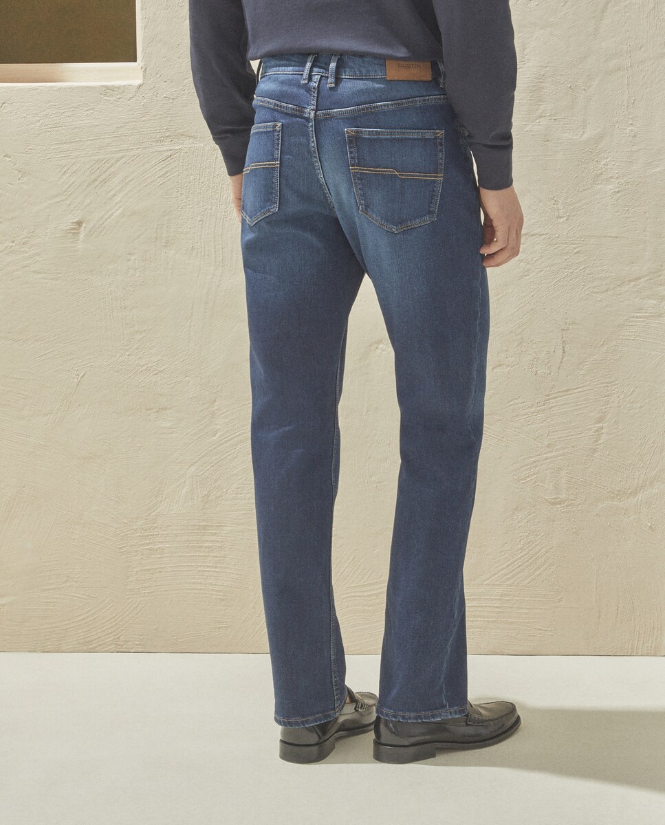 Jeans de Malha Regular Azul-escuro-3