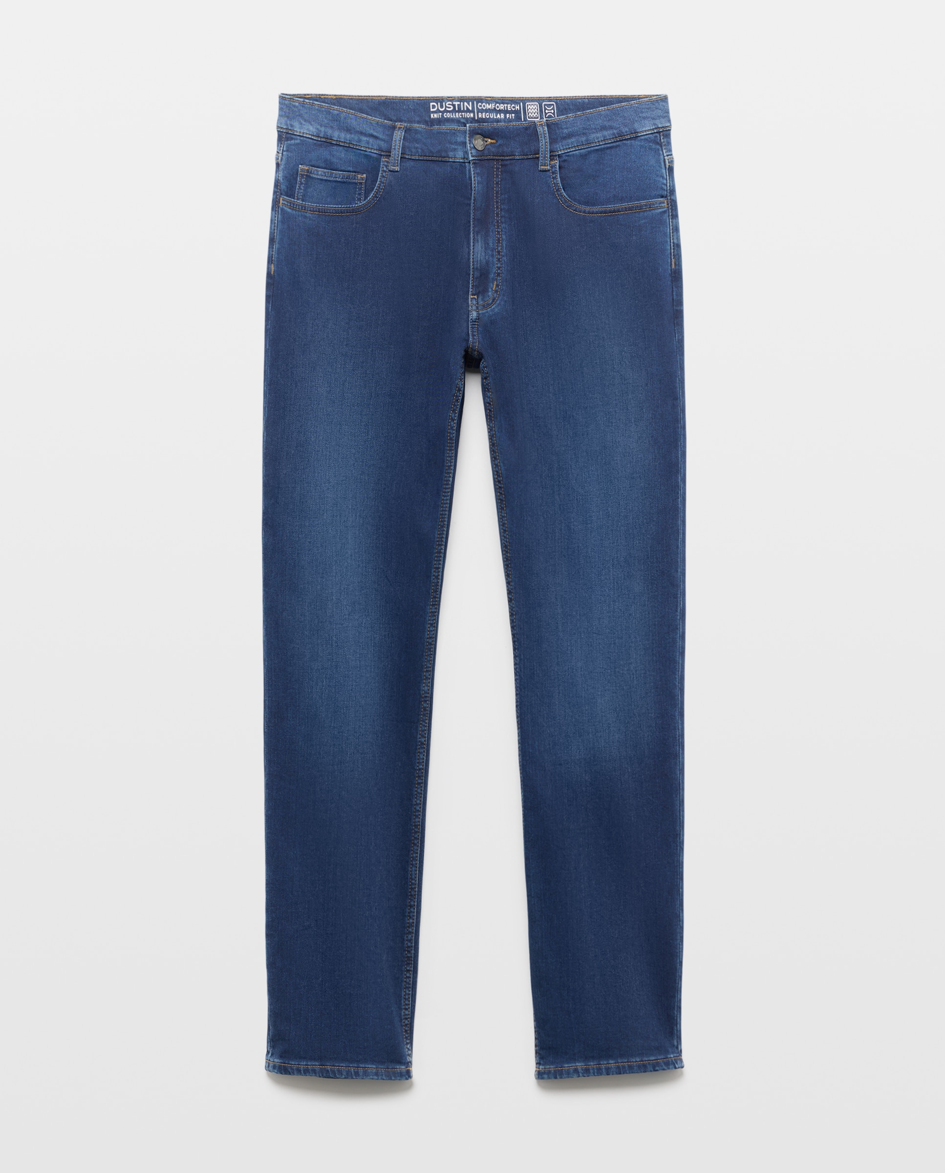 Jeans de Malha Regular Azul-escuro-4