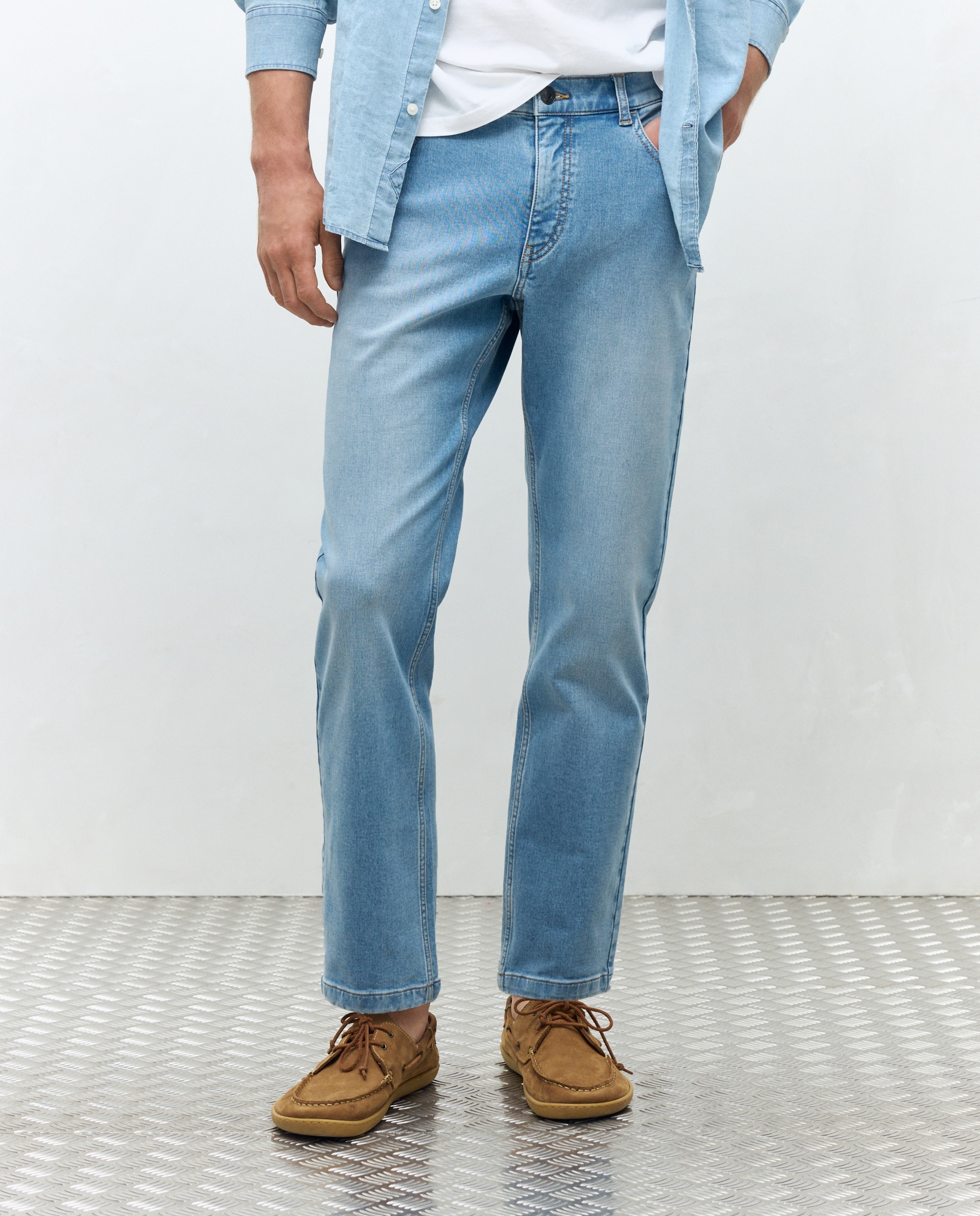 Jeans de Malha Regular Azul-claro-2