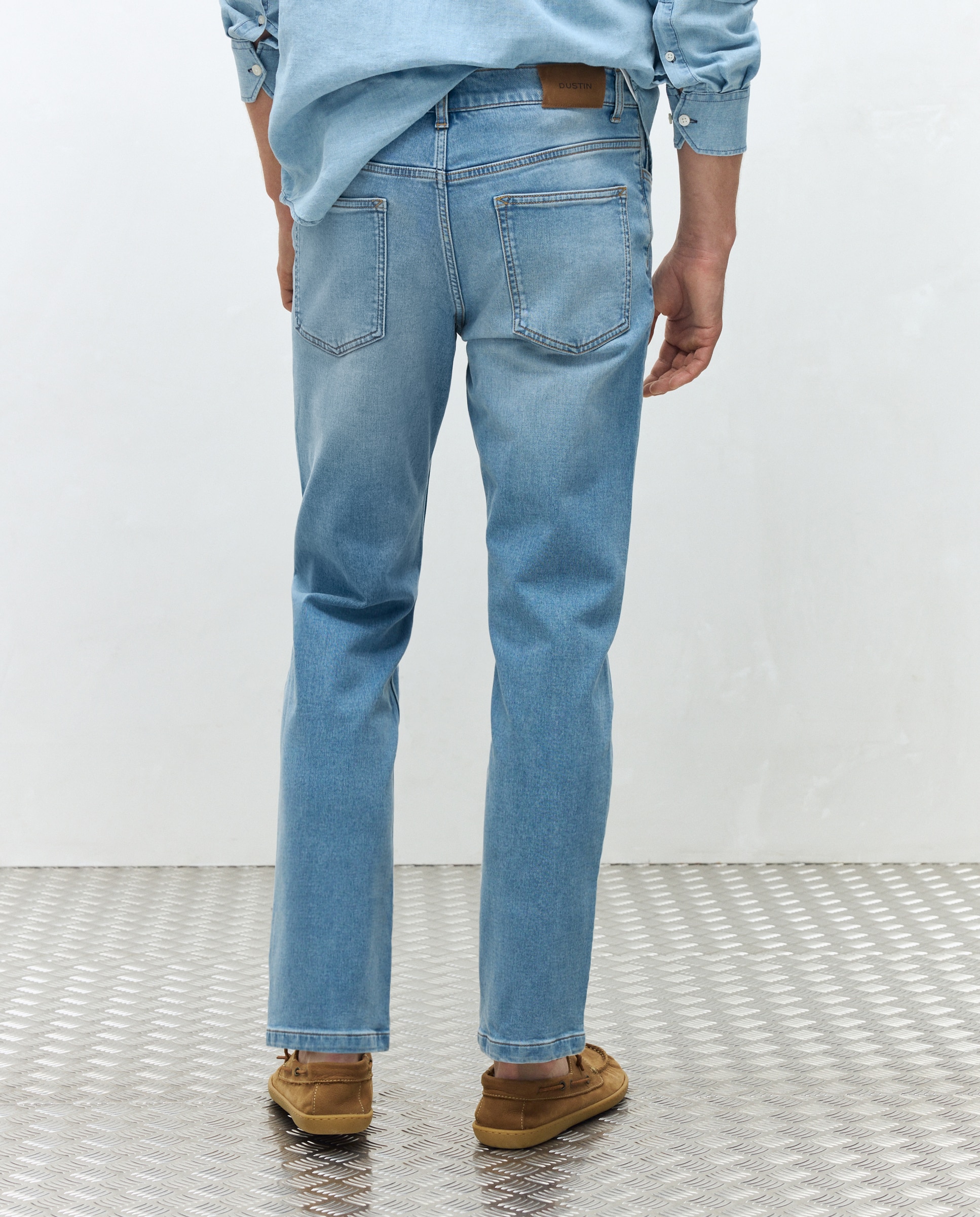 Jeans de Malha Regular Azul-claro-3