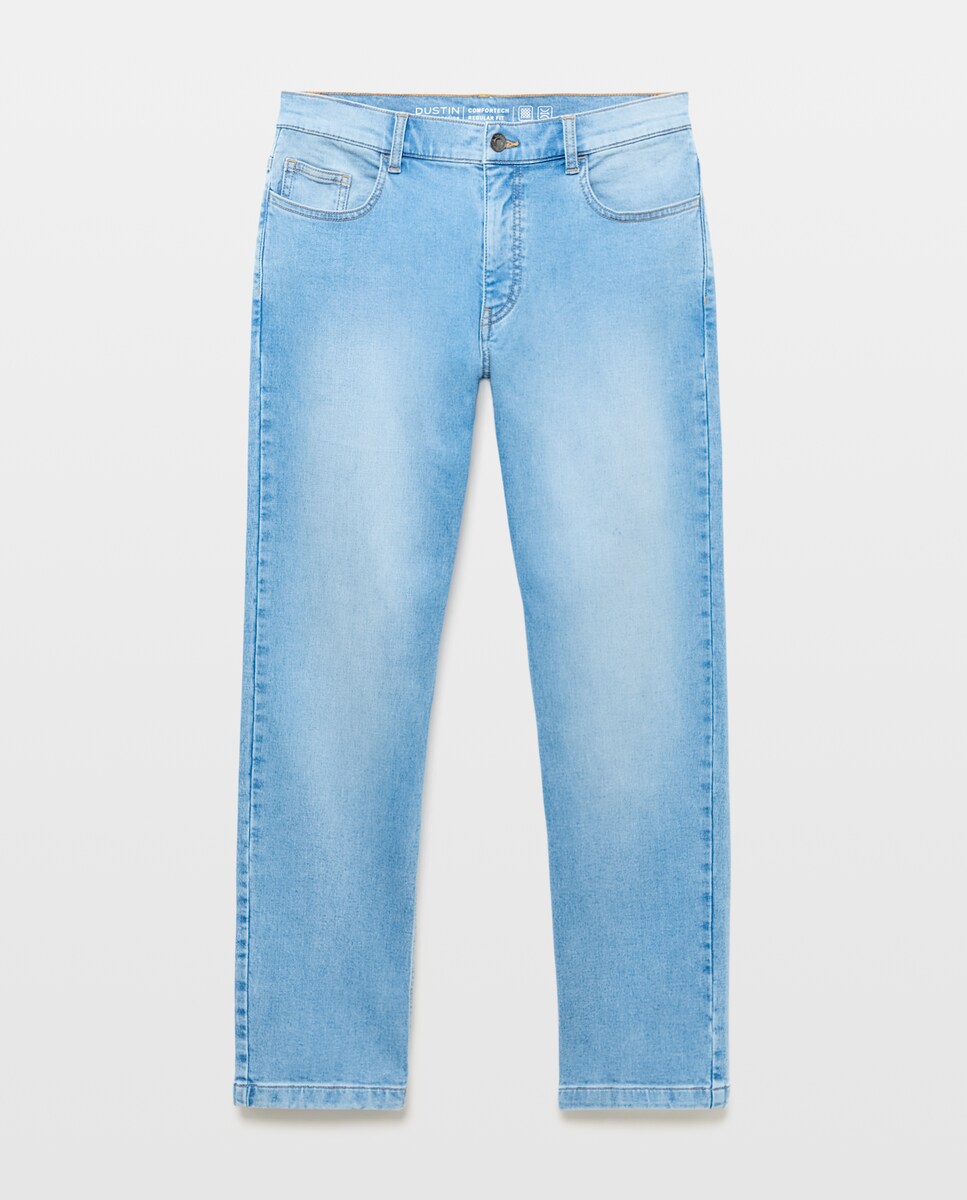 Imagen 1 de Pantalón 5 bolsillos regular fit denim de punto algodón/stretch hombre Azul claro