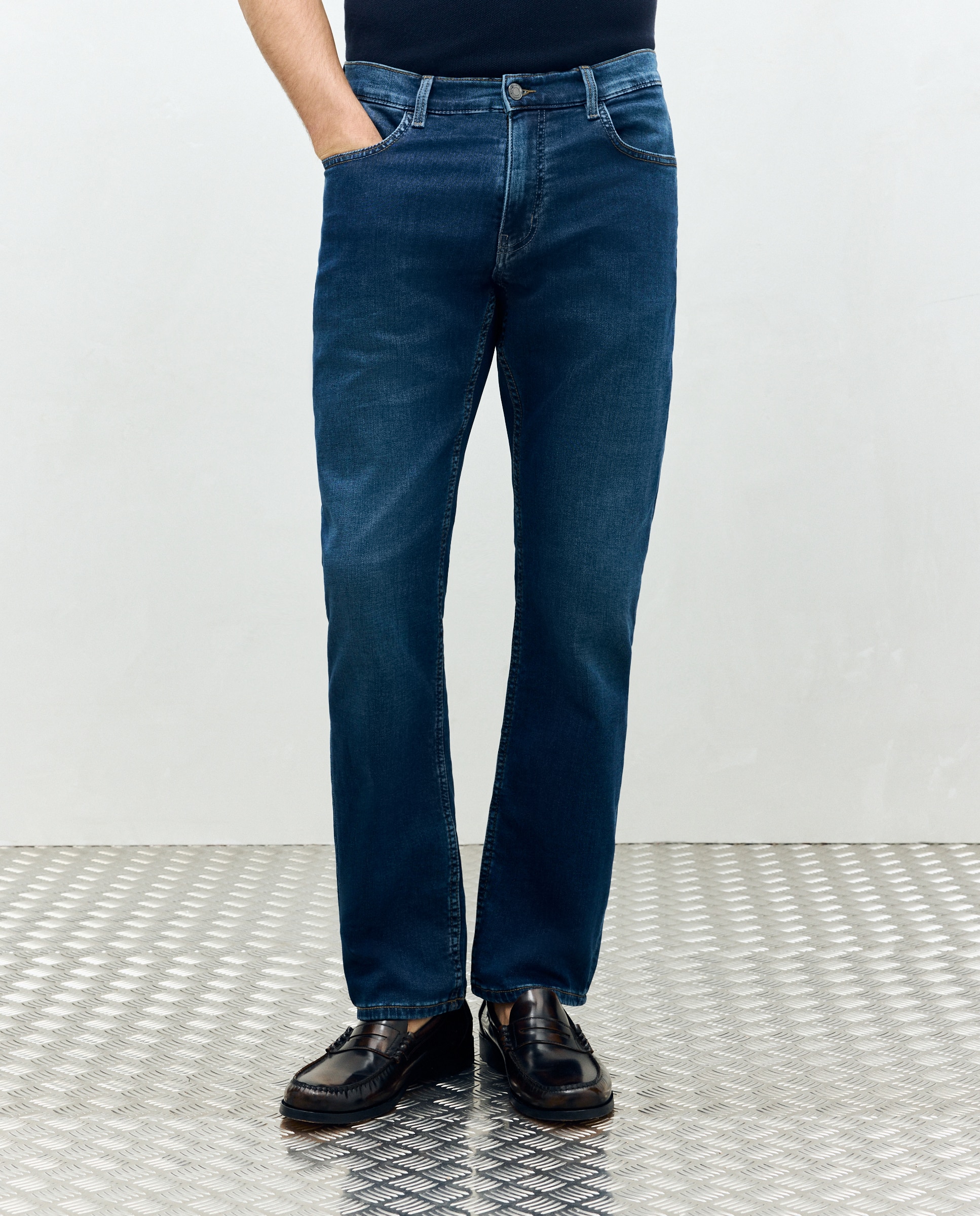 Jeans de Malha Regular Azul-2