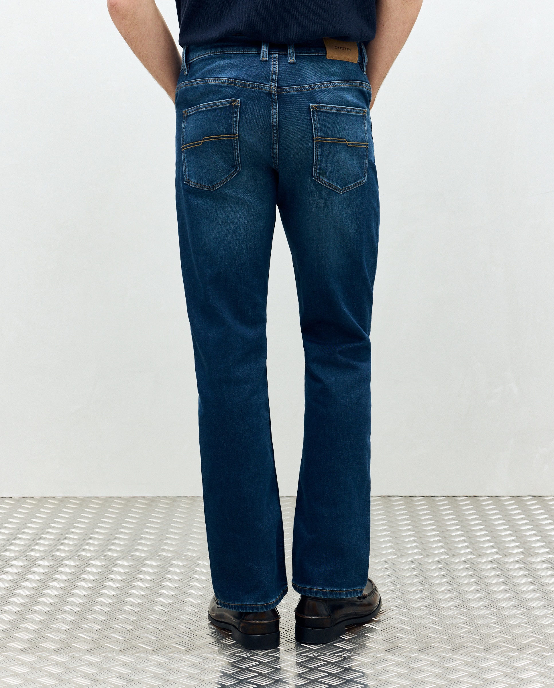 Jeans de Malha Regular Azul-3
