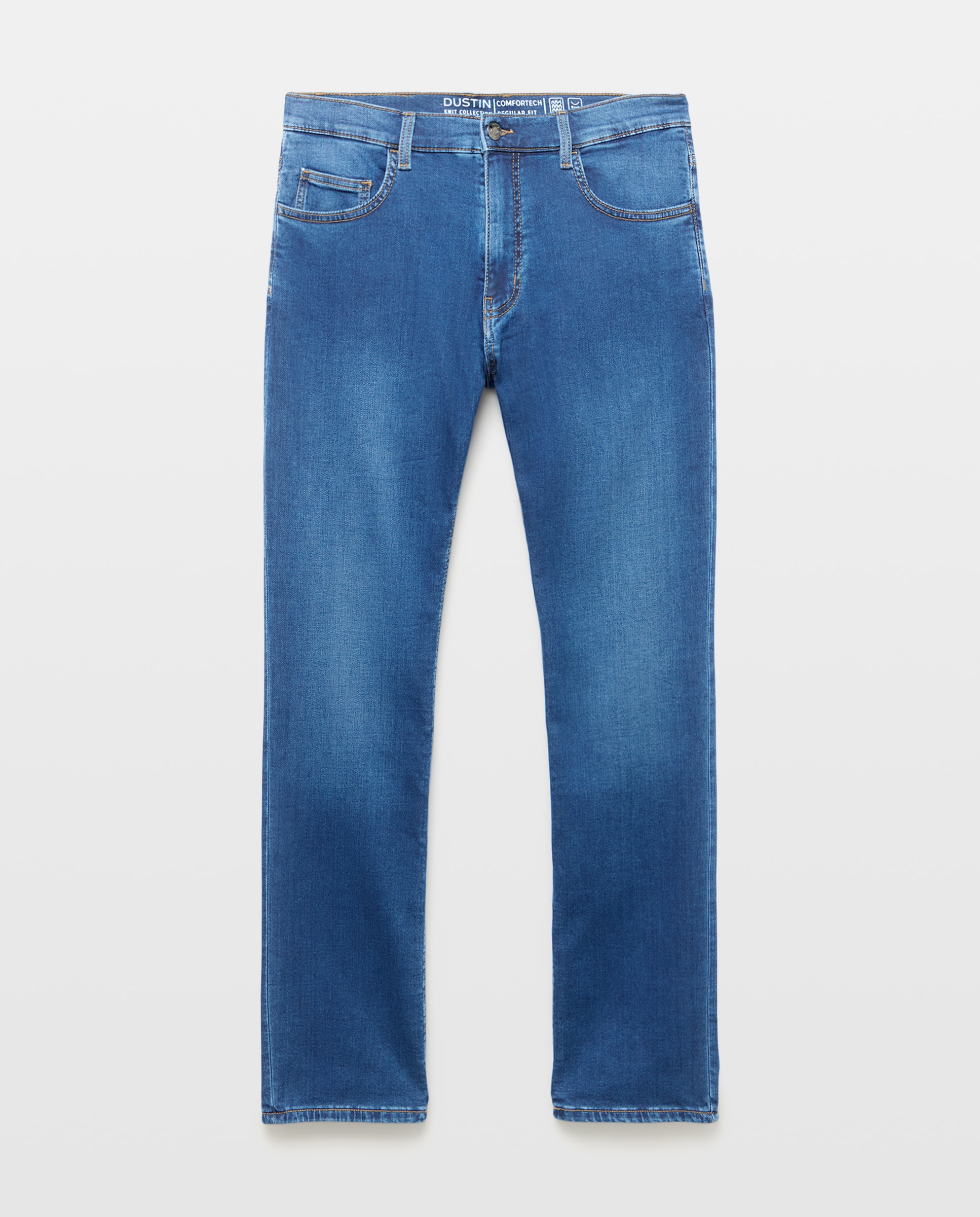 Jeans de Malha Regular Azul-4