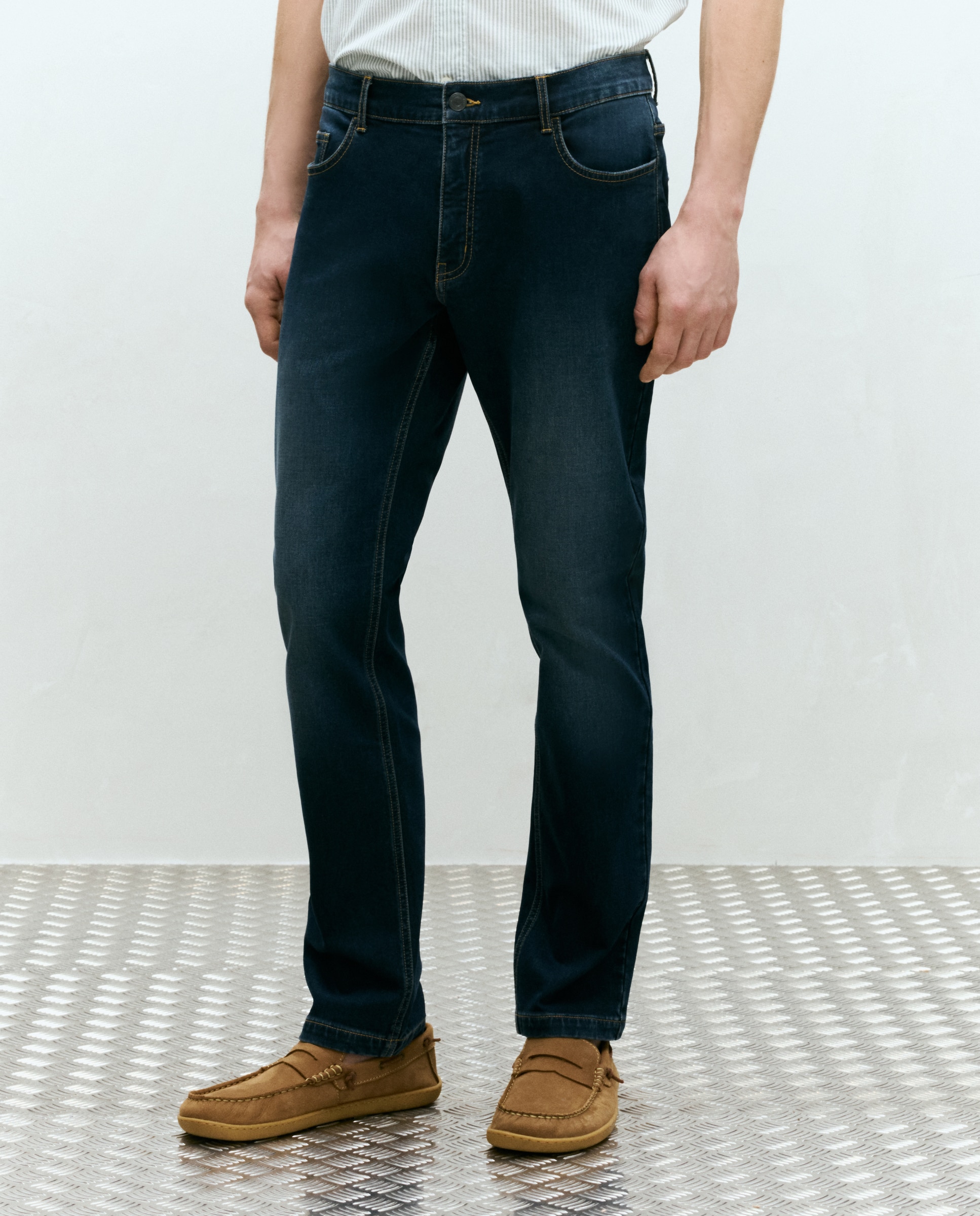 Pantalón denim punto 5 bolsillos slim hombre - Dustin - Azul oscuro Azul oscuro-2