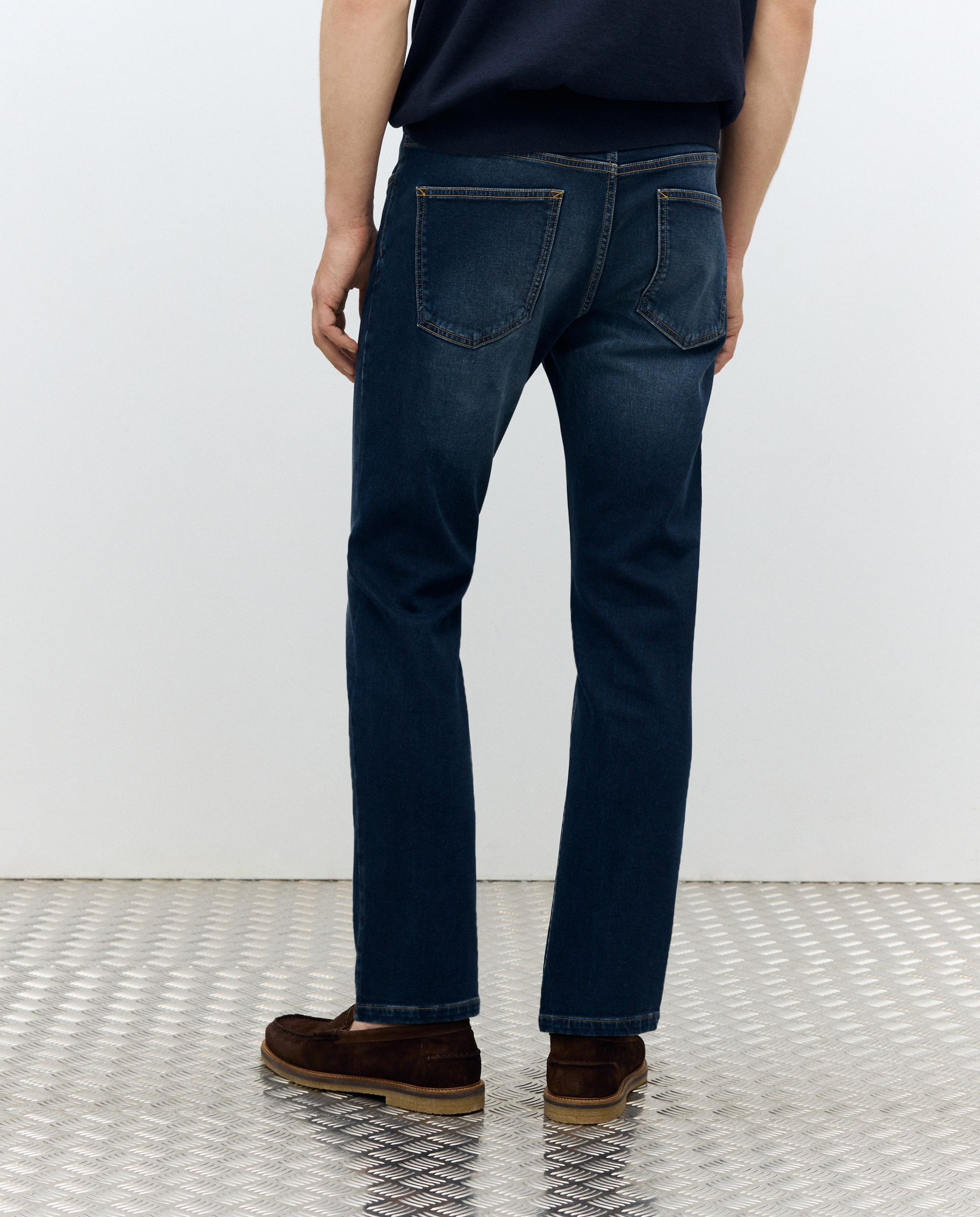 Jeans de Malha Regular Azul-marinho-3