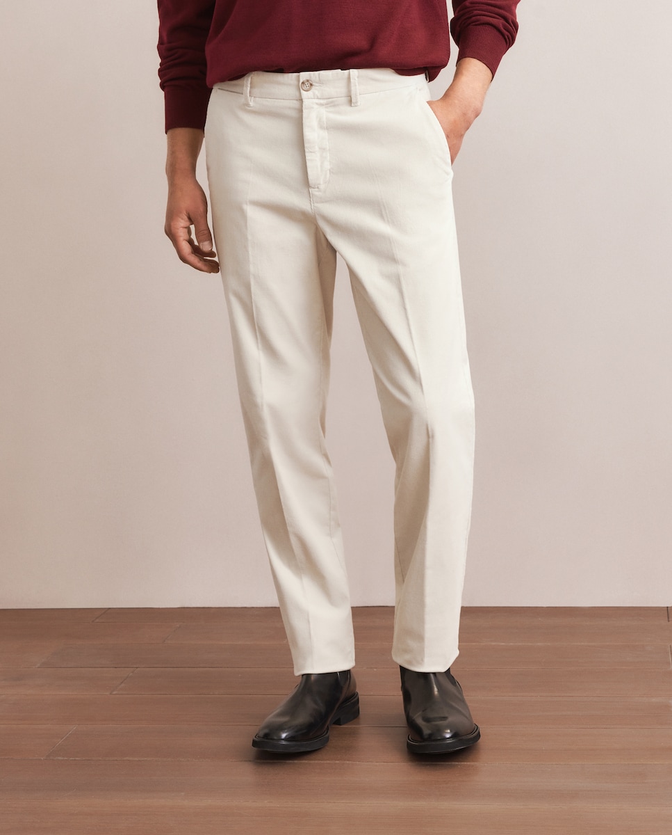 Calças de Bombazina Slim Fit Cru-2