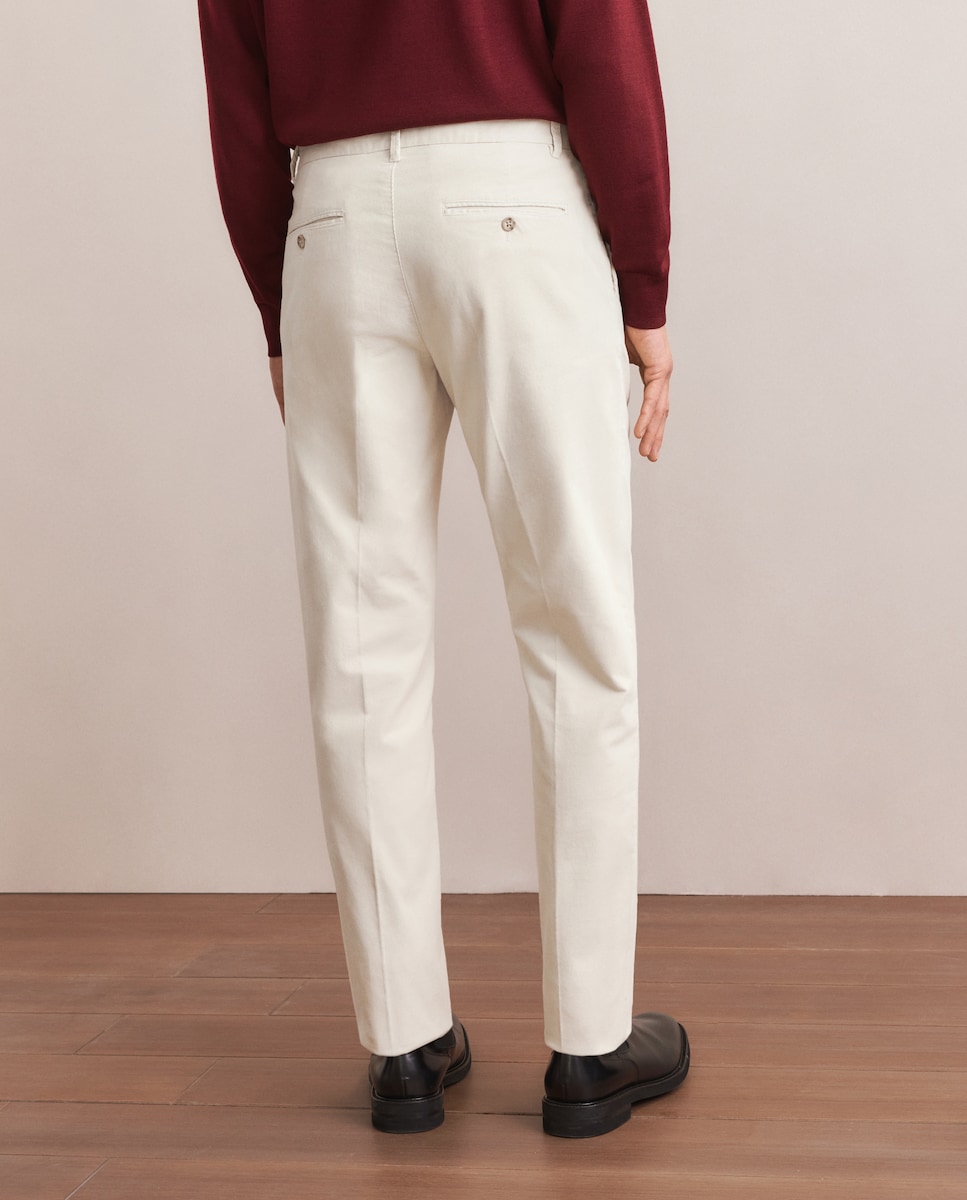 Calças de Bombazina Slim Fit Cru-3