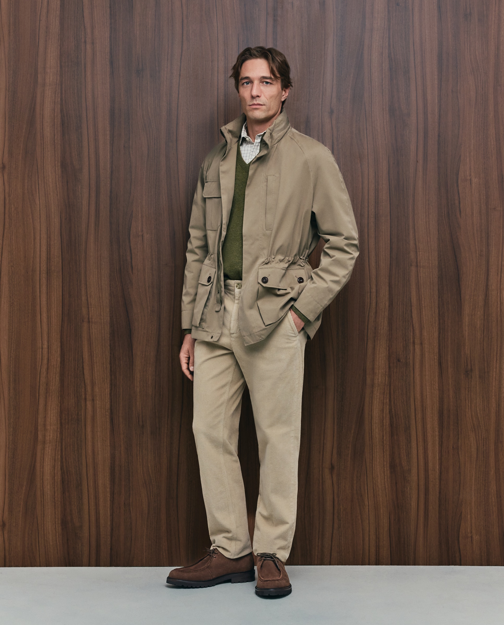 Pantalón pana regular fit tintado en prenda hombre - Emidio Tucci - Beige Beige-1
