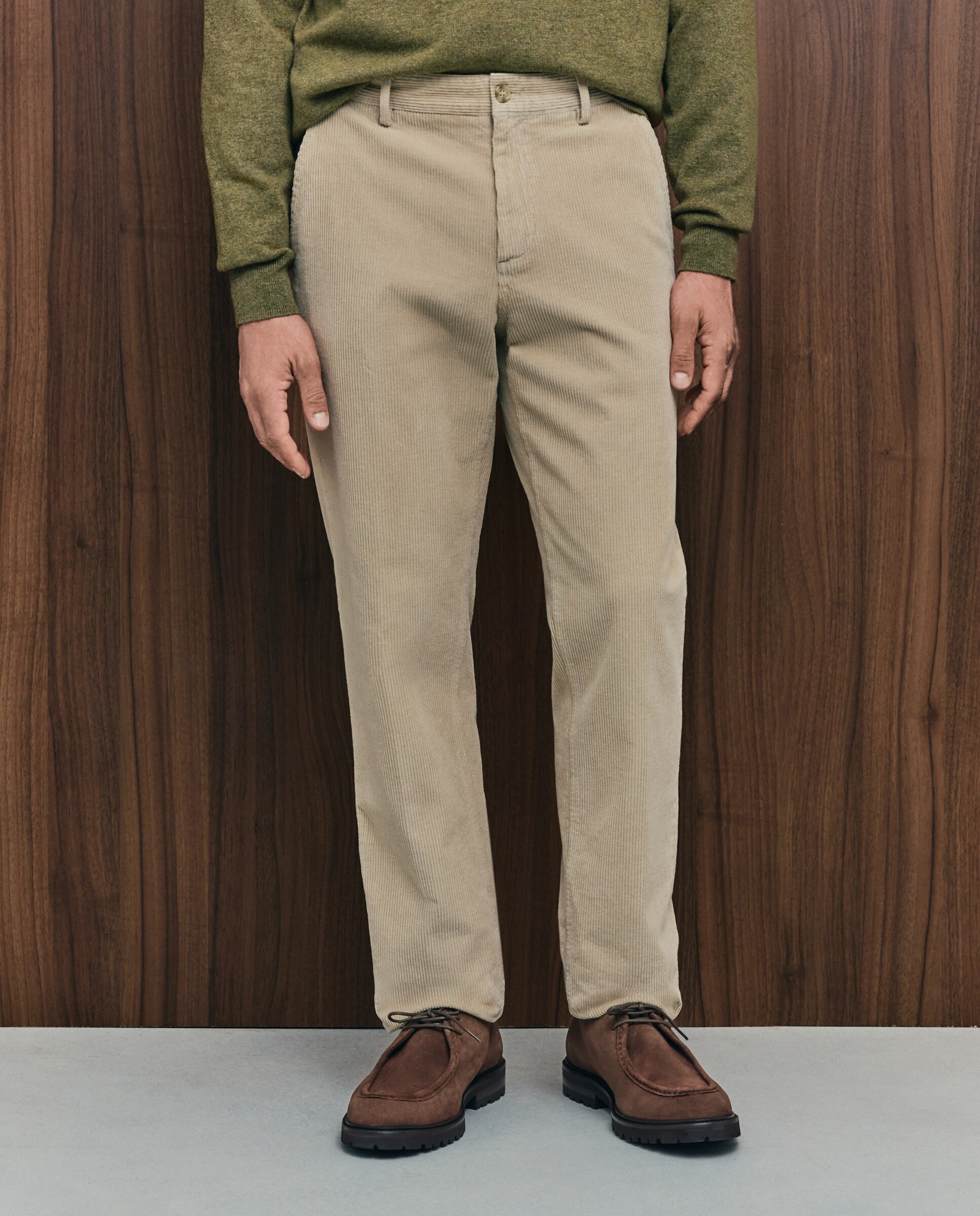 Pantalón pana regular fit tintado en prenda hombre - Emidio Tucci - Beige Beige-2