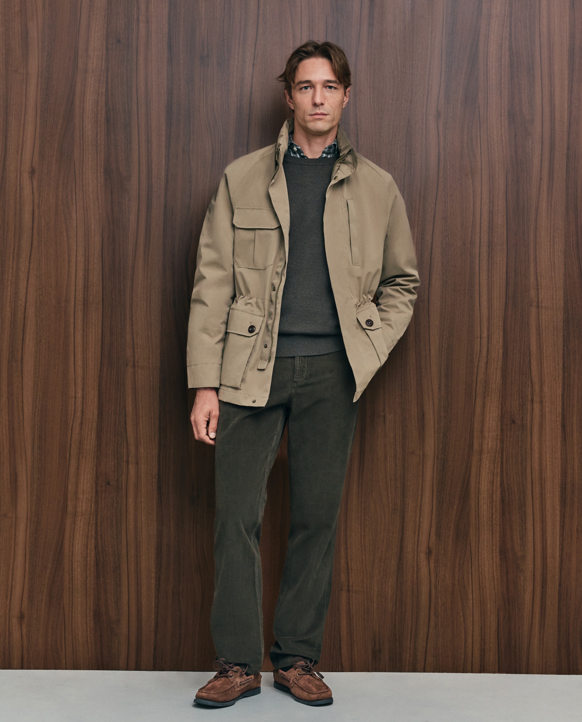 Pantalón pana regular fit tintado en prenda hombre - Emidio Tucci - Verde Verde-1