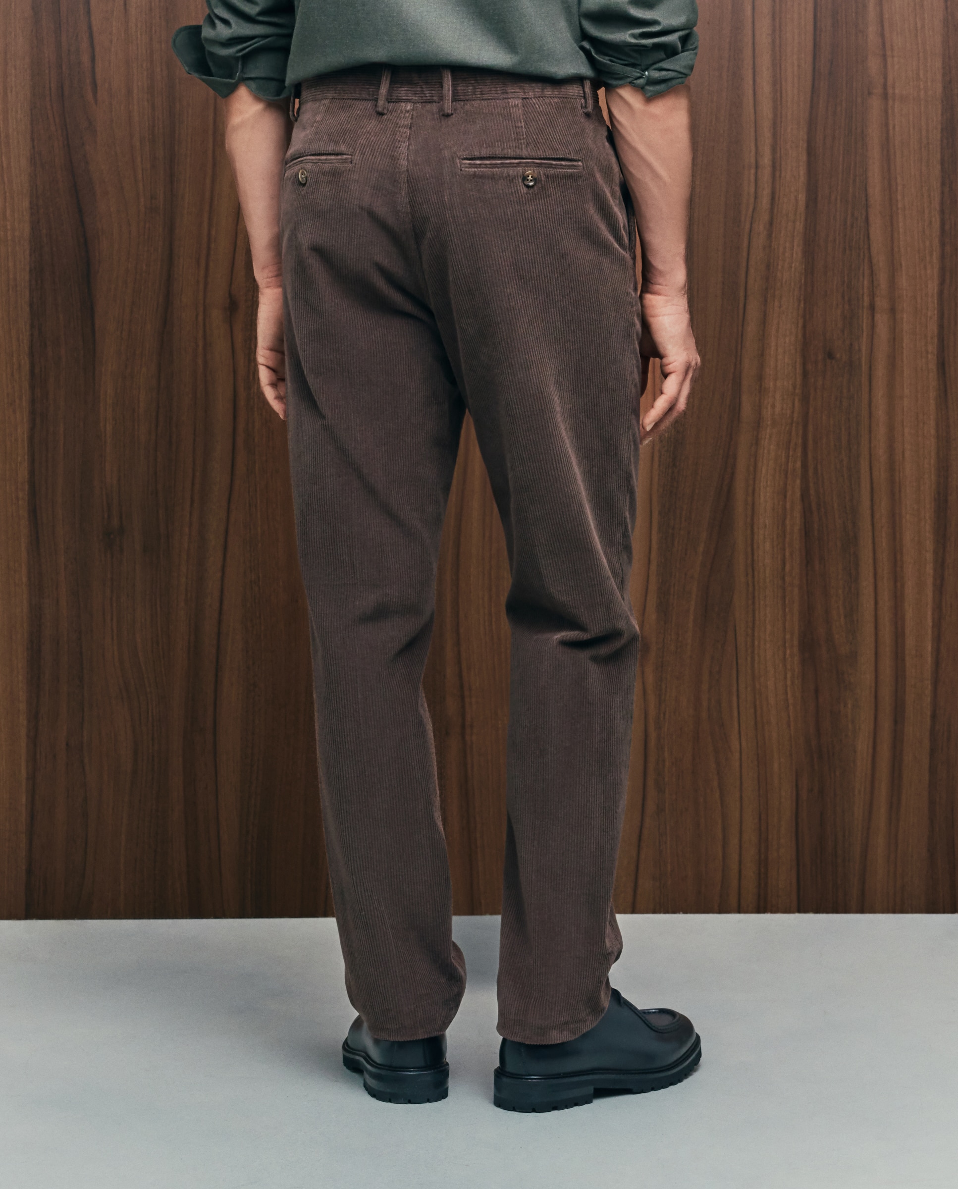 Pantalón pana regular fit tintado en prenda hombre - Emidio Tucci - Marrón Marrón-3