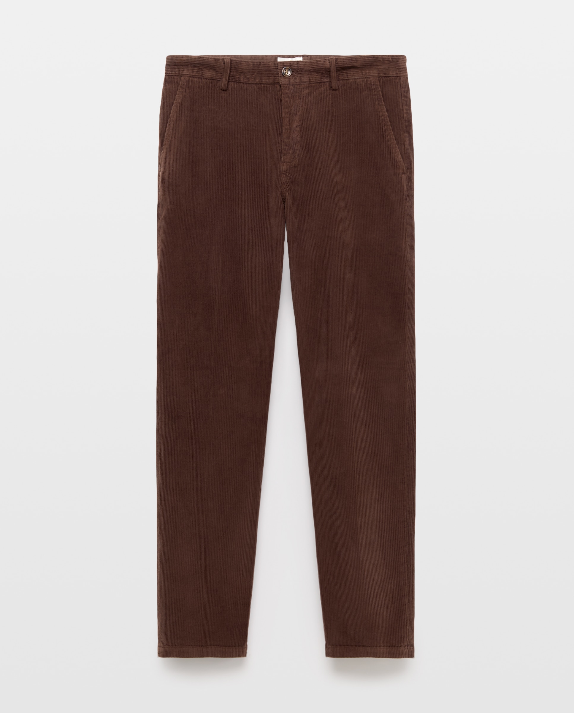 Pantalón pana regular fit tintado en prenda hombre - Emidio Tucci - Marrón Marrón-4