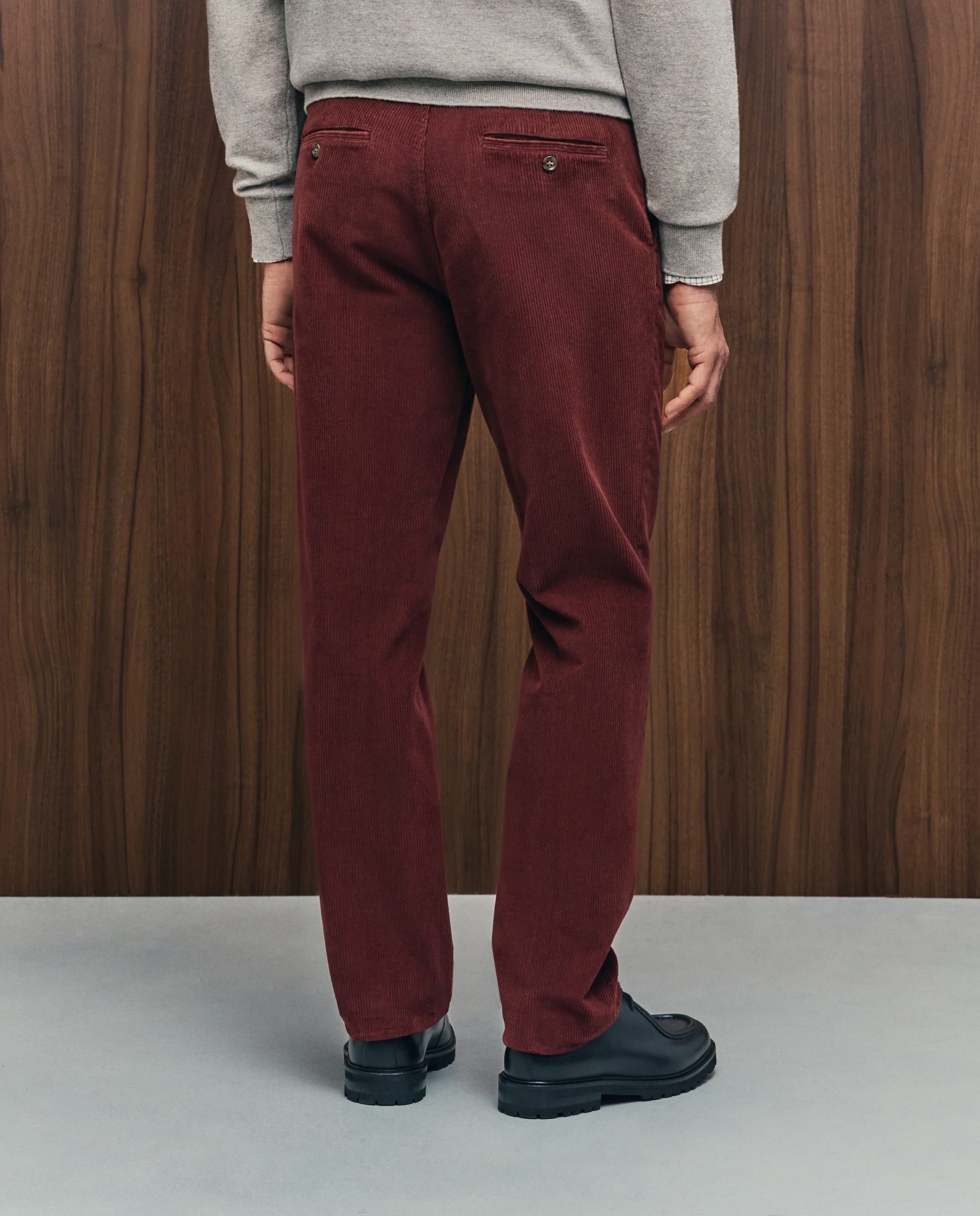 Pantalón pana regular fit tintado en prenda hombre - Emidio Tucci - Burdeos Burdeos-3