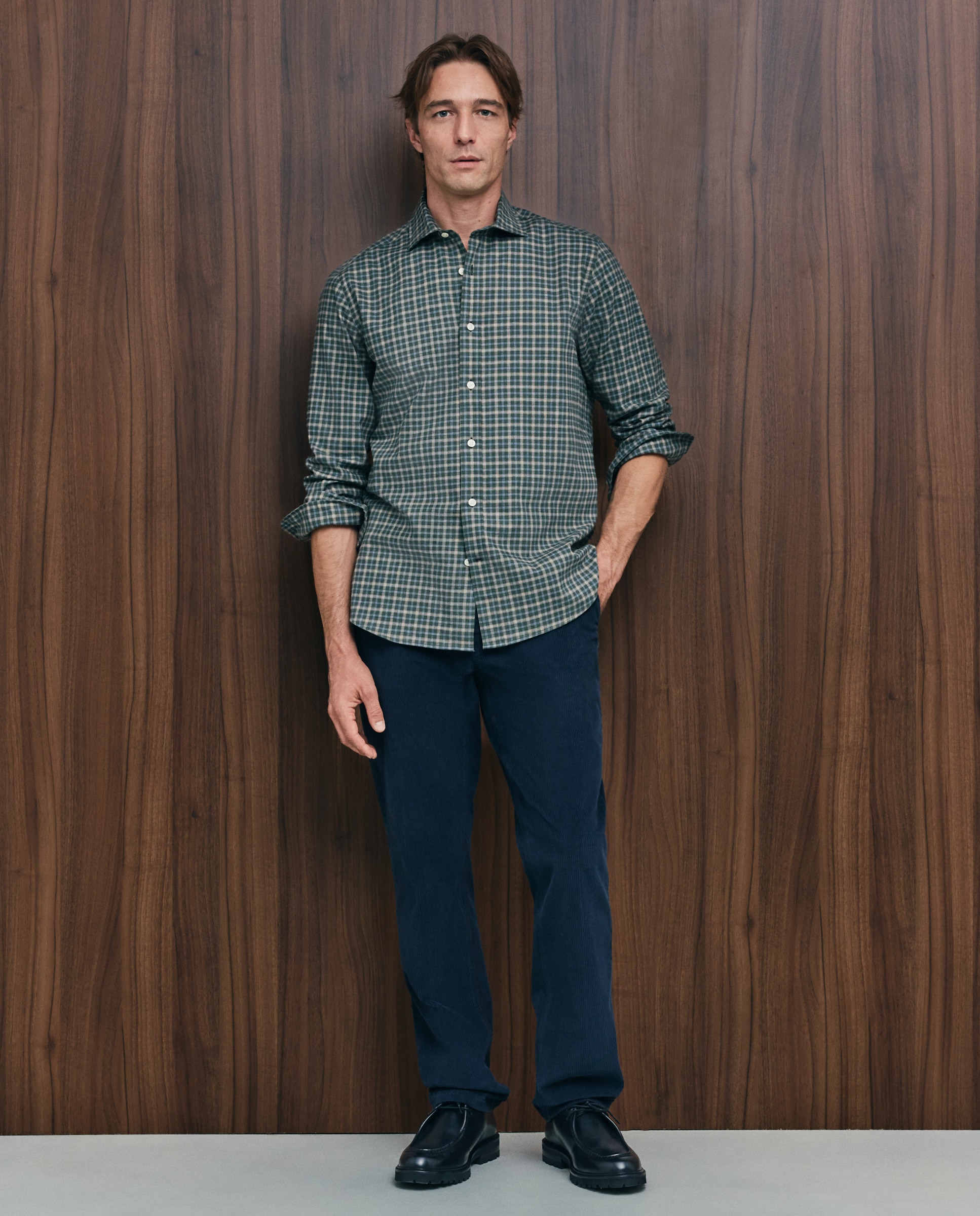 Pantalón pana regular fit tintado en prenda hombre - Emidio Tucci - Azul Azul-1