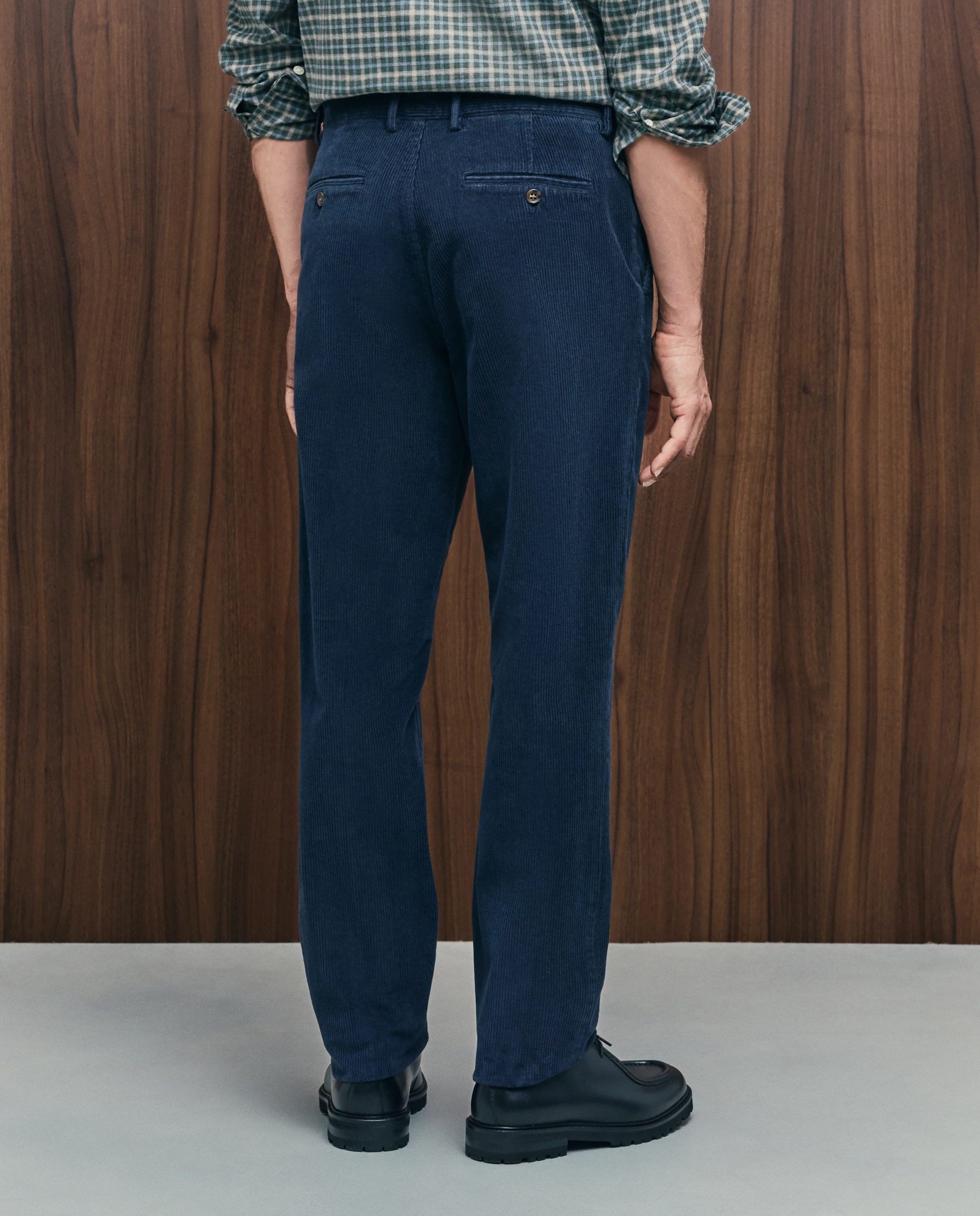 Pantalón pana regular fit tintado en prenda hombre - Emidio Tucci - Azul Azul-3