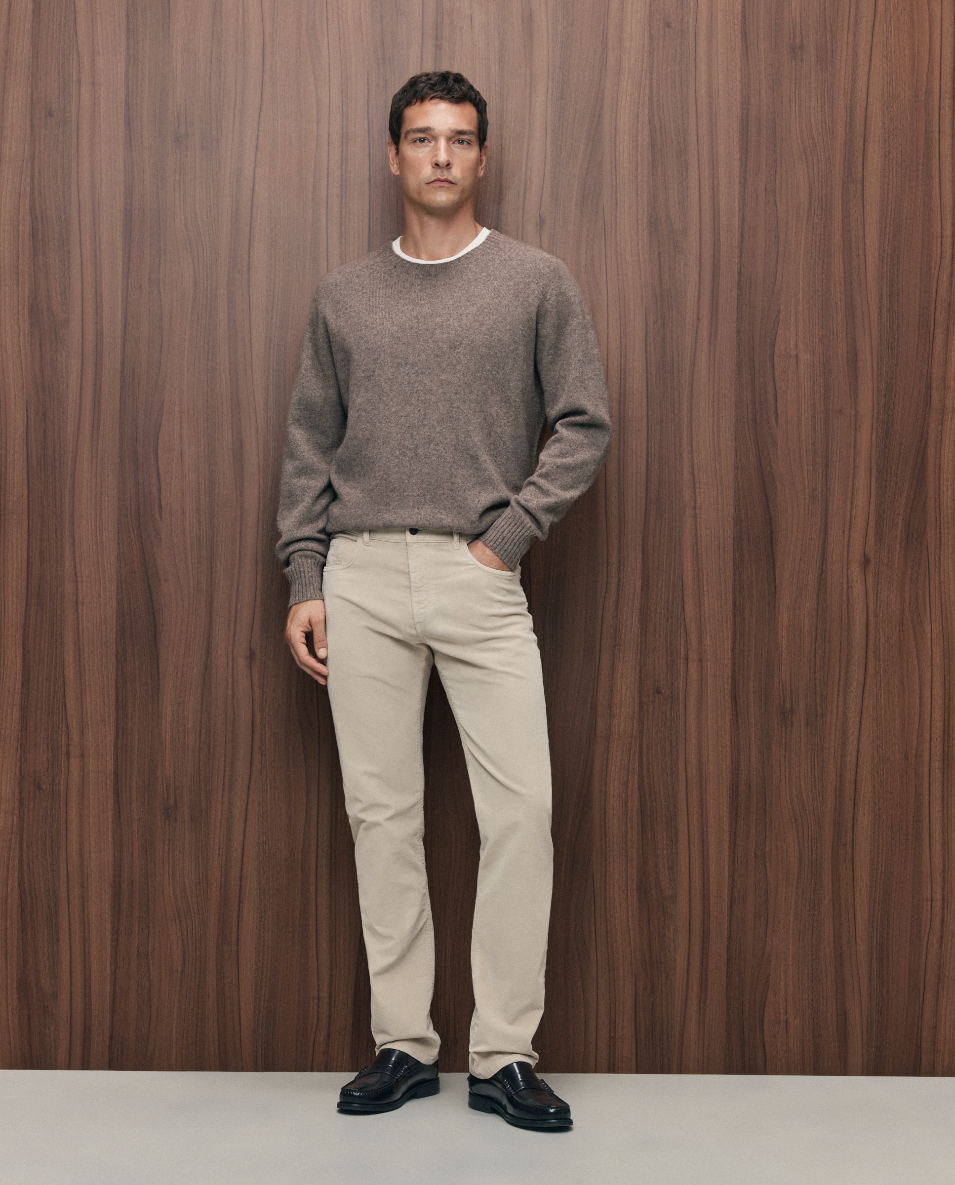 Pantalón pana regular fit cinco bolsillos hombre - Emidio Tucci - Beige Beige-1