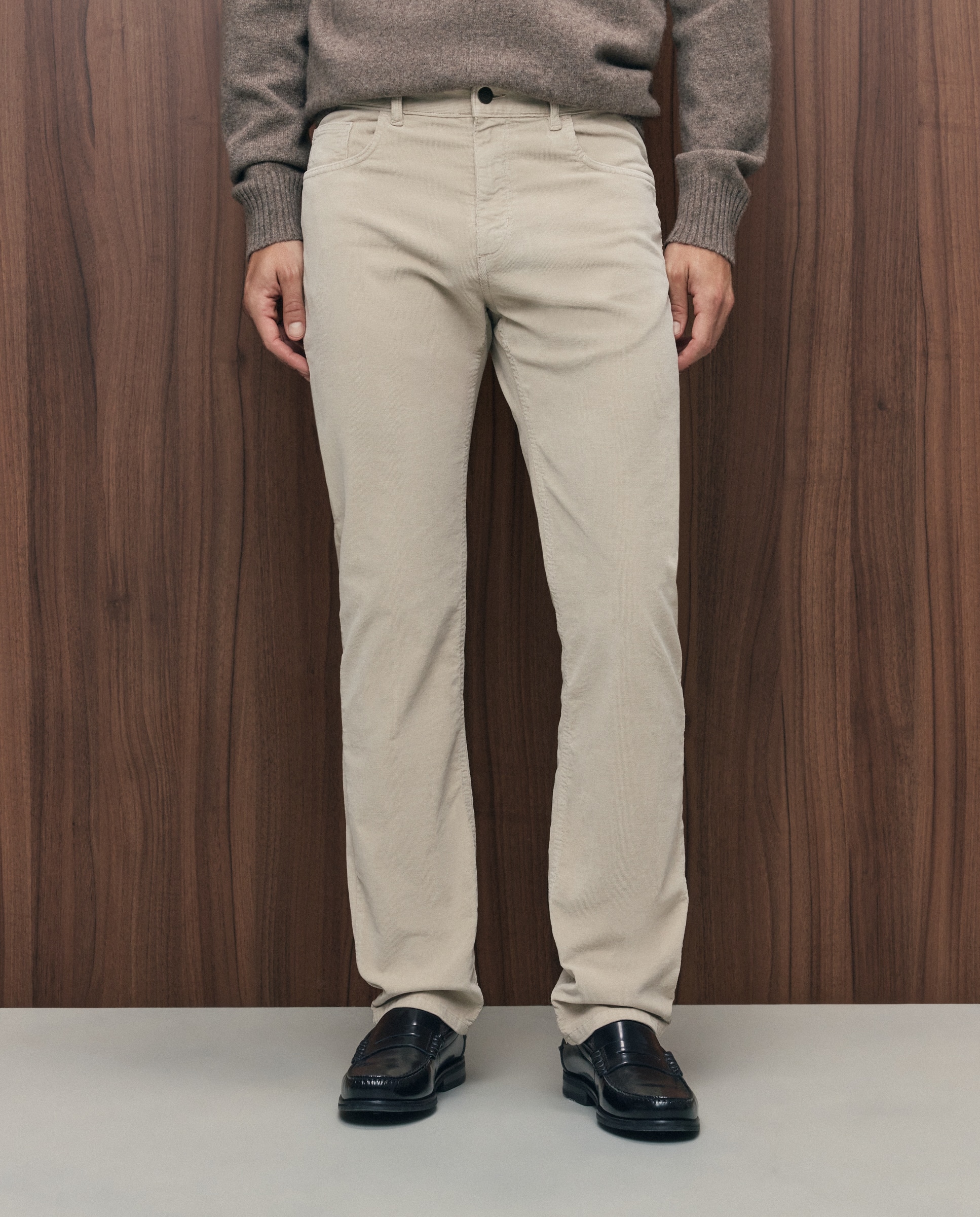 Pantalón pana regular fit cinco bolsillos hombre - Emidio Tucci - Beige Beige-2