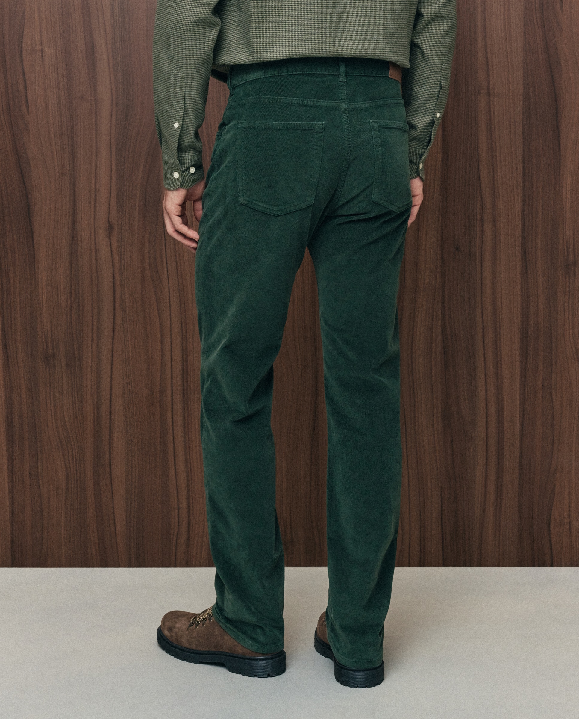 Pantalón pana regular fit cinco bolsillos hombre - Emidio Tucci - Verde Verde-3