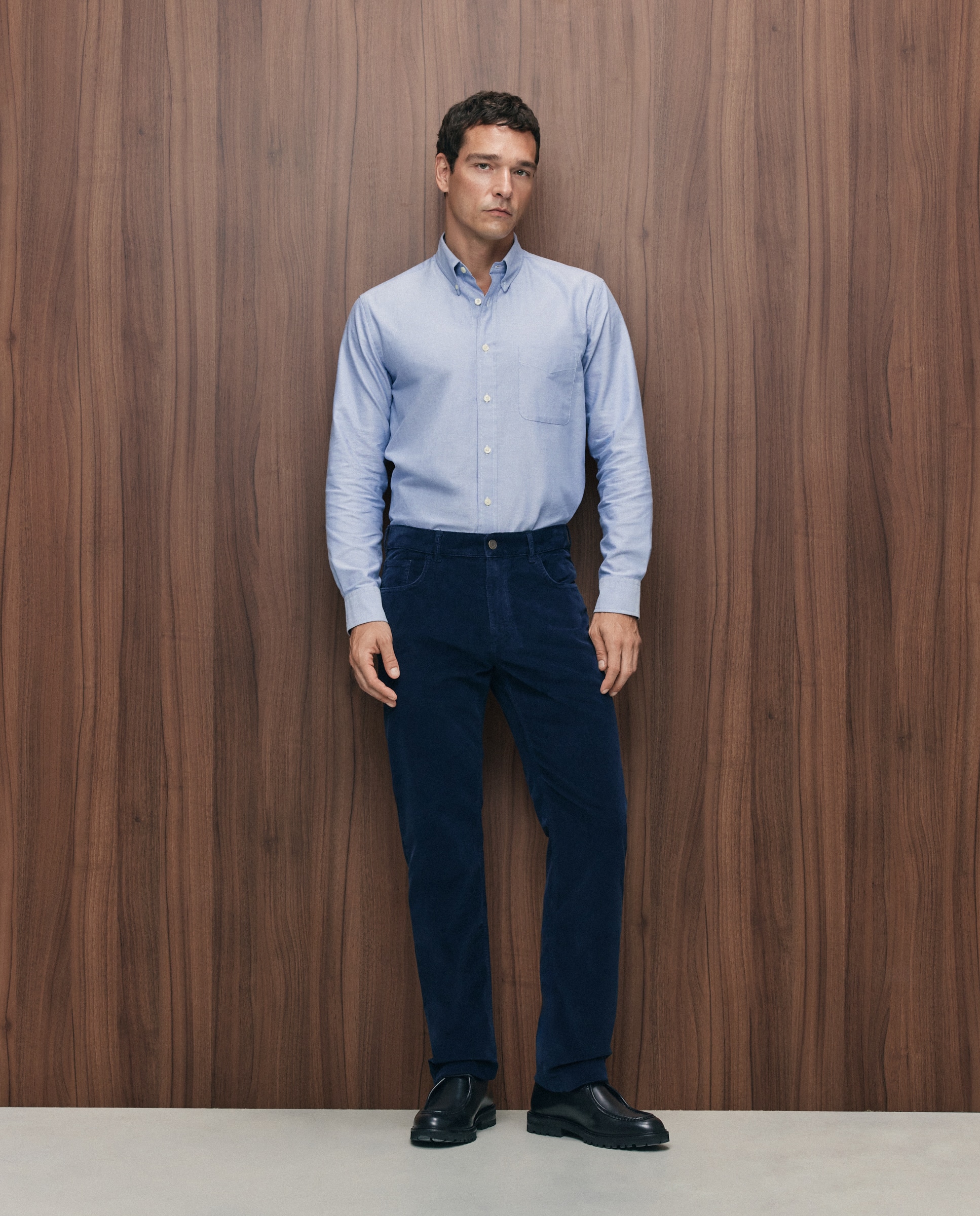 Pantalón pana regular fit cinco bolsillos hombre - Emidio Tucci - Azul Azul-1
