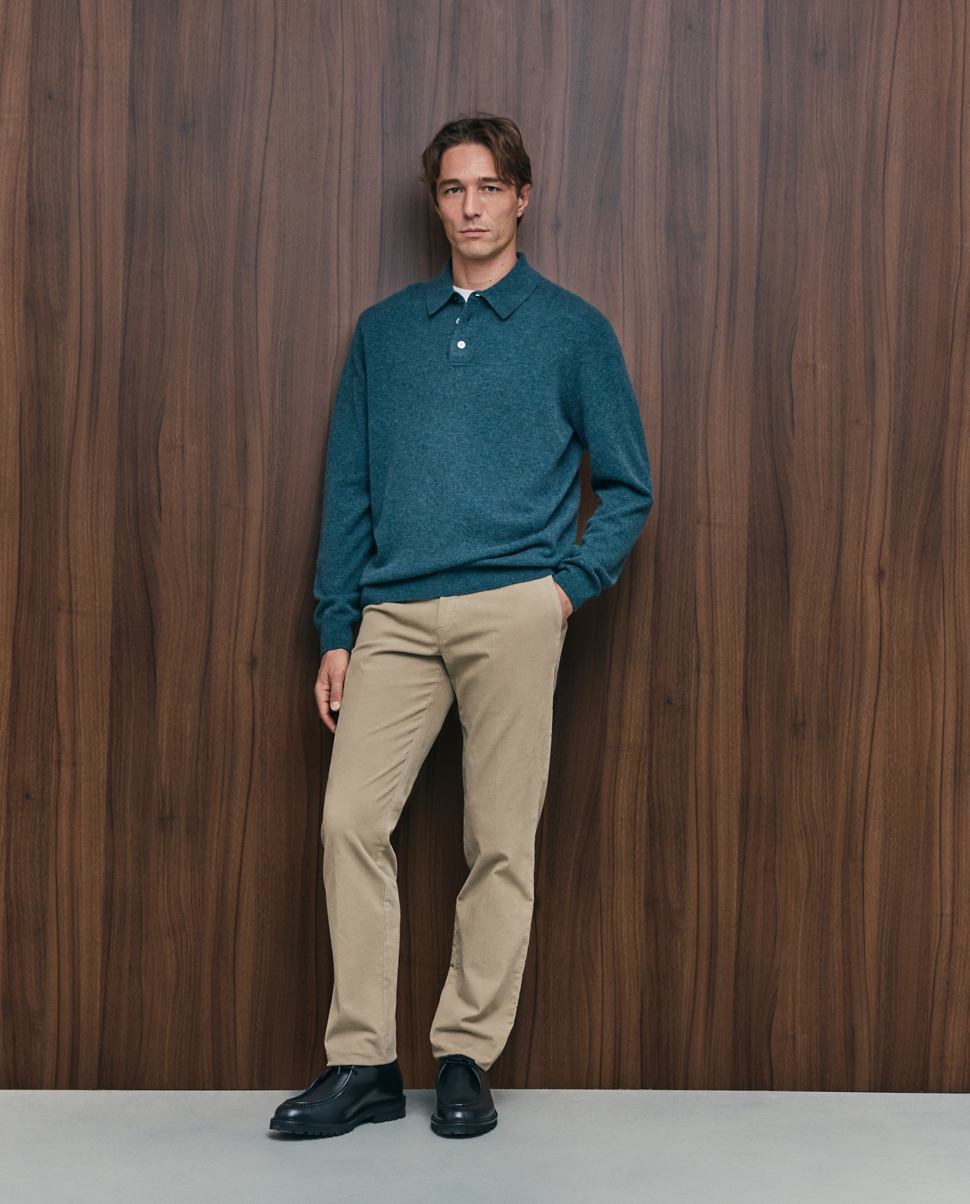 Pantalón pana slim fit tintado en prenda hombre - Emidio Tucci - Beige Beige-1