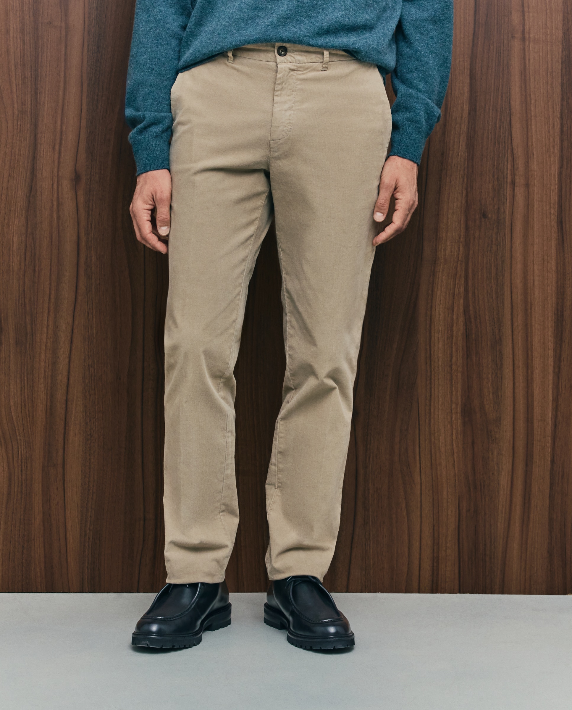 Pantalón pana slim fit tintado en prenda hombre - Emidio Tucci - Beige Beige-2