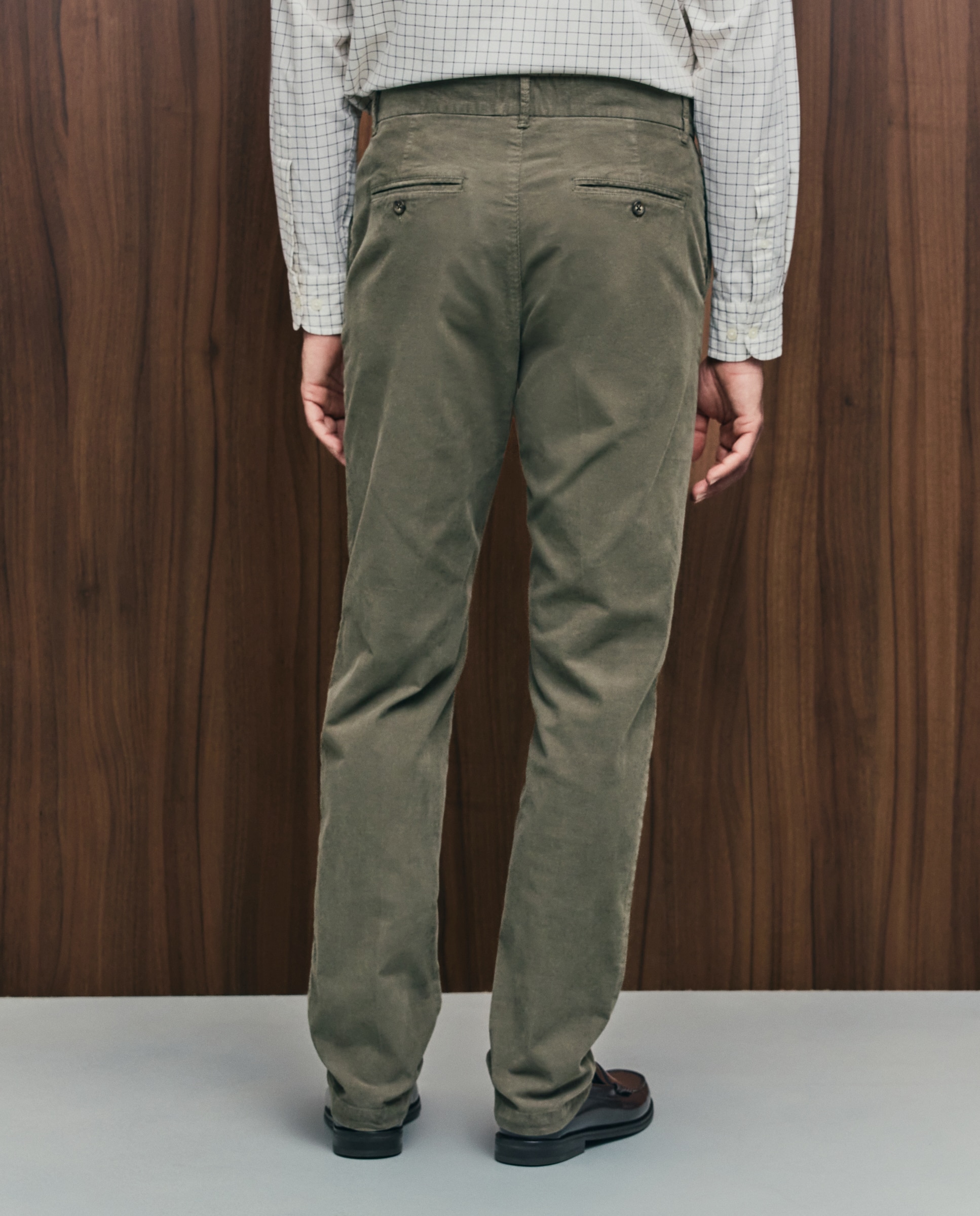 Pantalón pana slim fit tintado en prenda hombre - Emidio Tucci - Verde Verde-3
