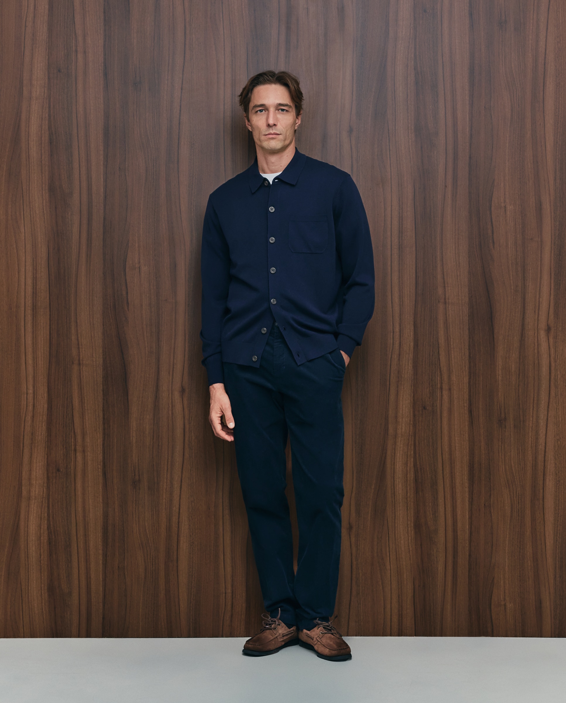 Imagen 0 de Pantalón pana slim fit tintado en prenda hombre Azul