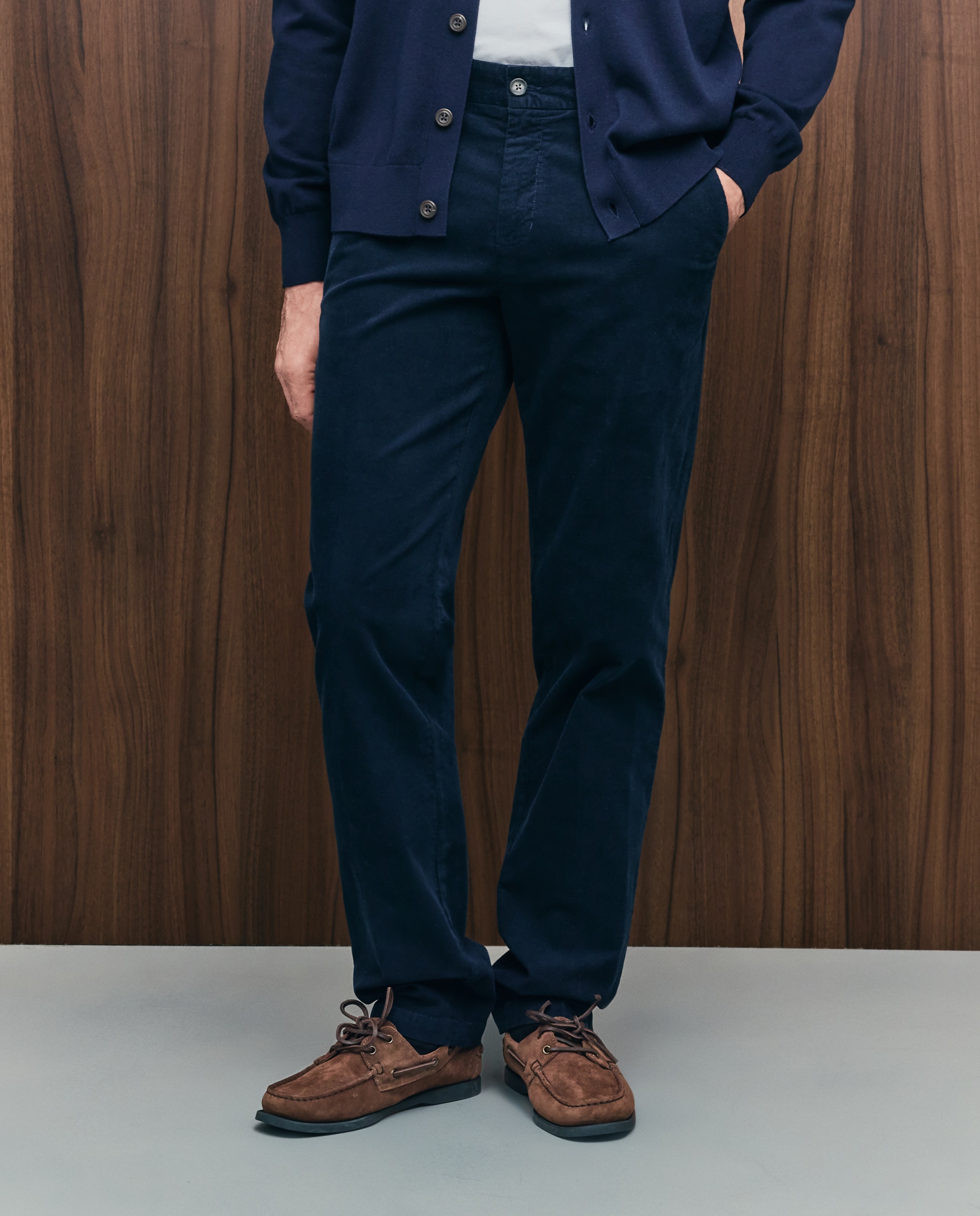 Pantalón pana slim fit tintado en prenda hombre - Emidio Tucci - Azul Azul-2