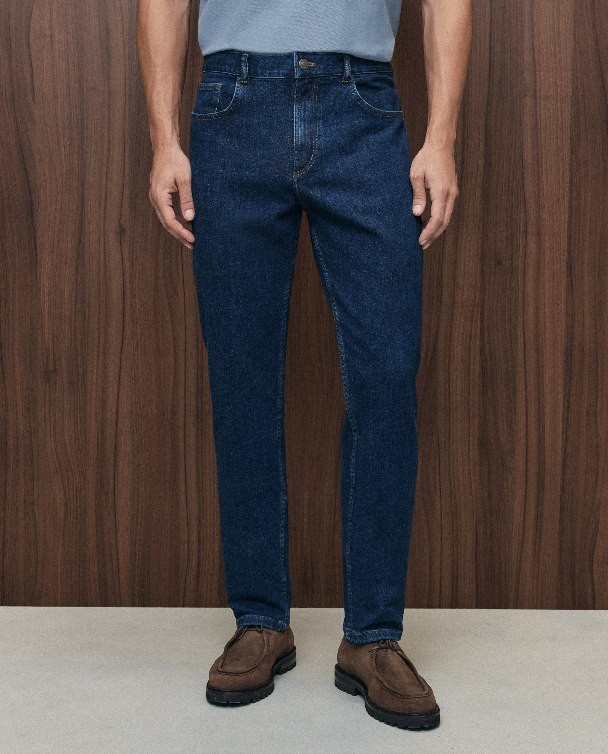 Imagen 2 de Pantalón denim regular fit hombre - Emidio Tucci - Azul oscuro Azul oscuro