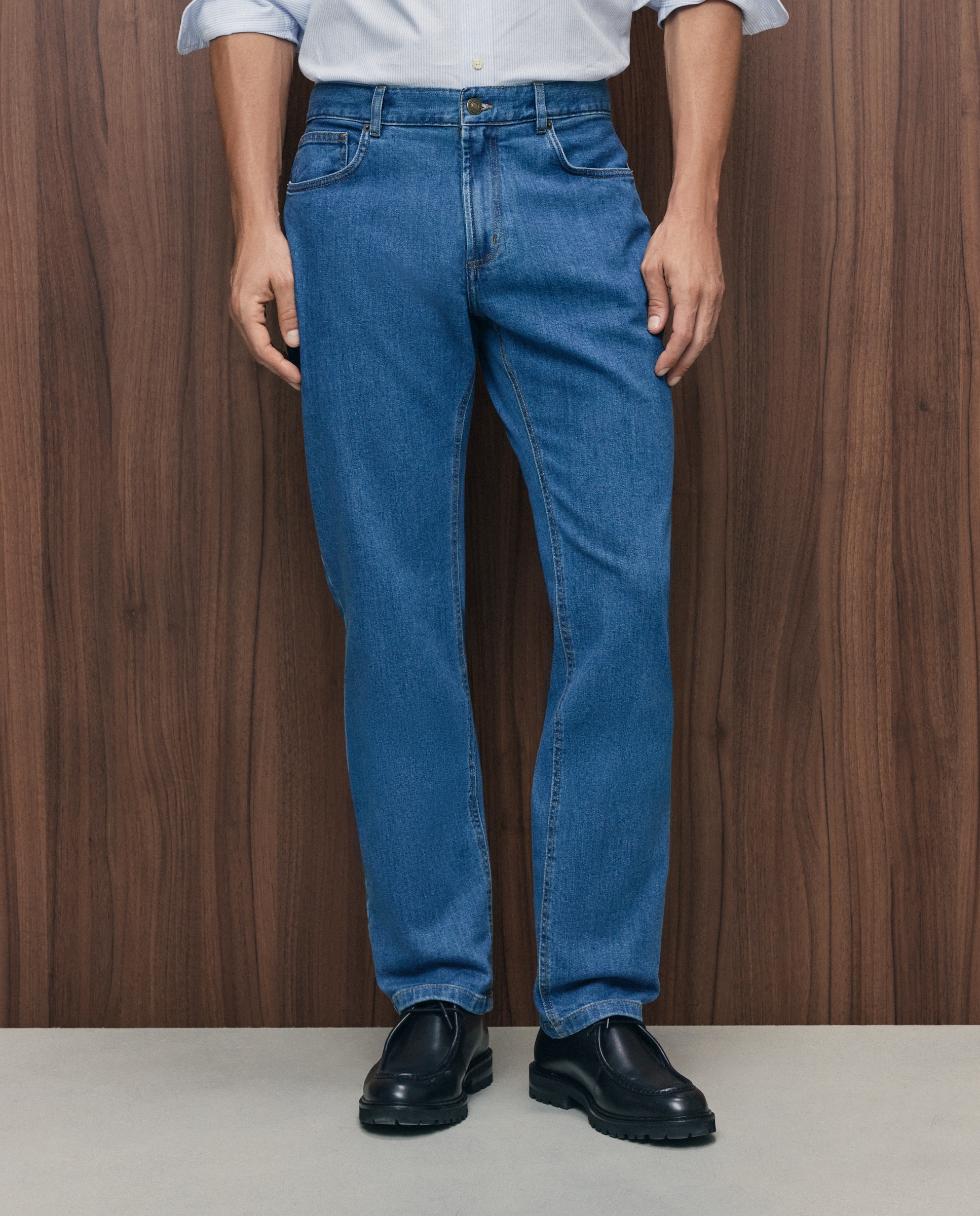 Imagen 2 de Pantalón denim regular fit hombre - Emidio Tucci - Azul Azul
