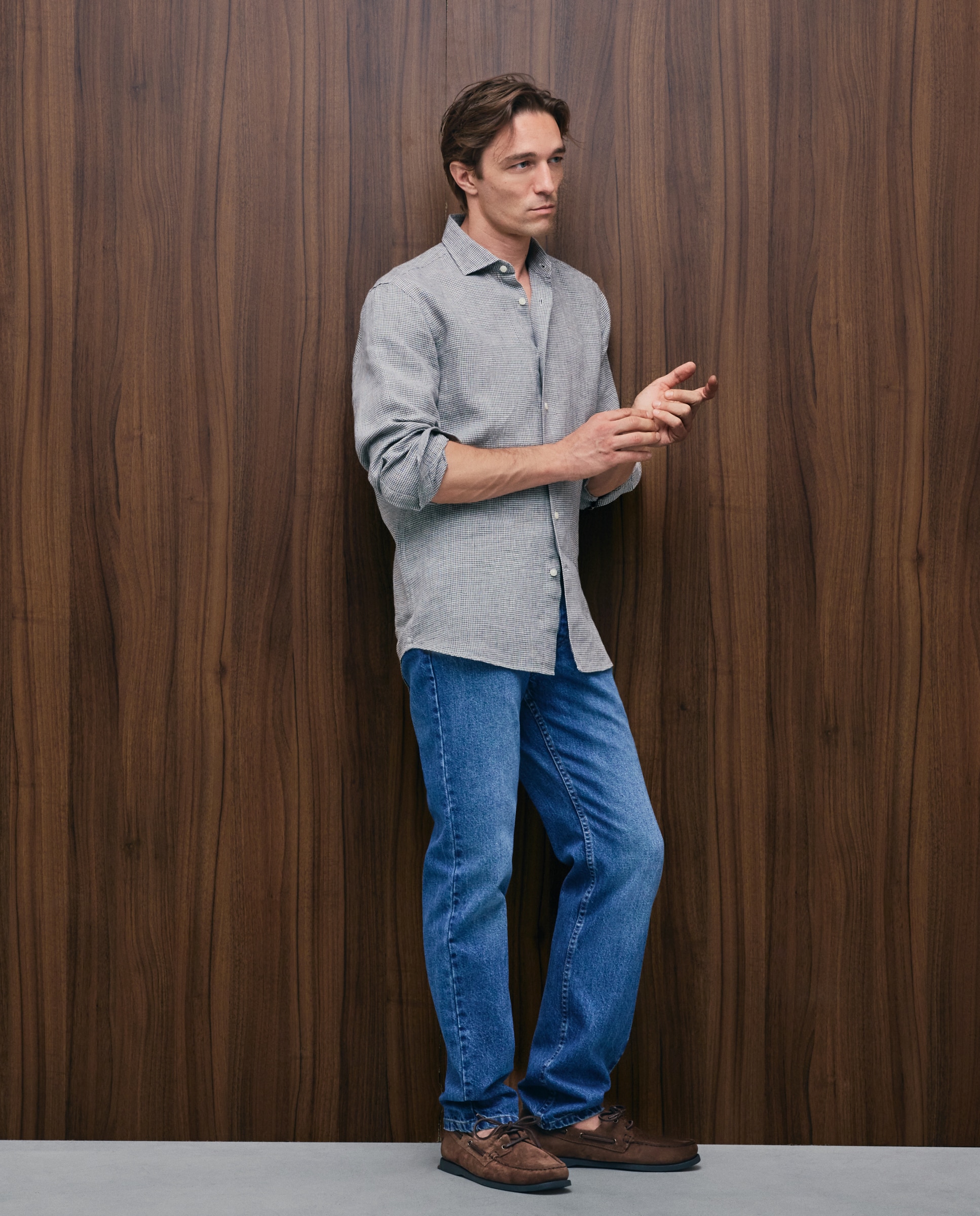 Imagen 0 de Pantalón denim regular fit botones hombre Azul marino