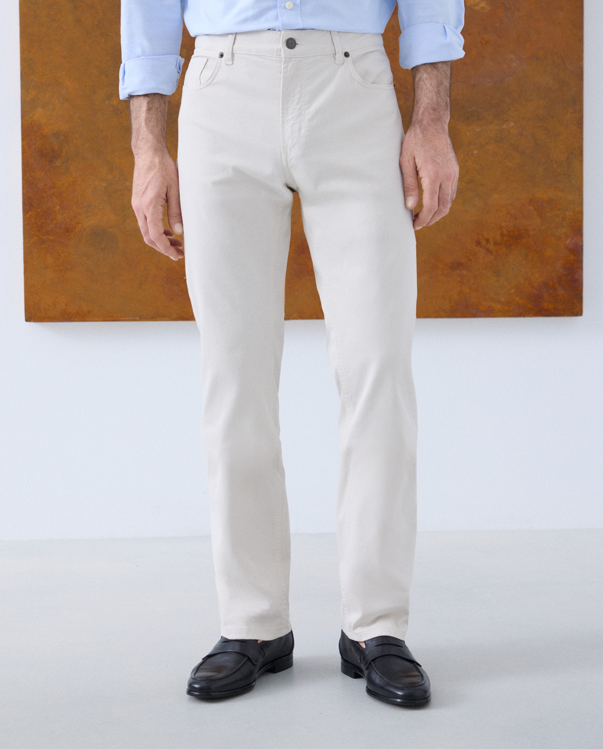 Calças de 5 Bolsos Regular Fit Pedra-2