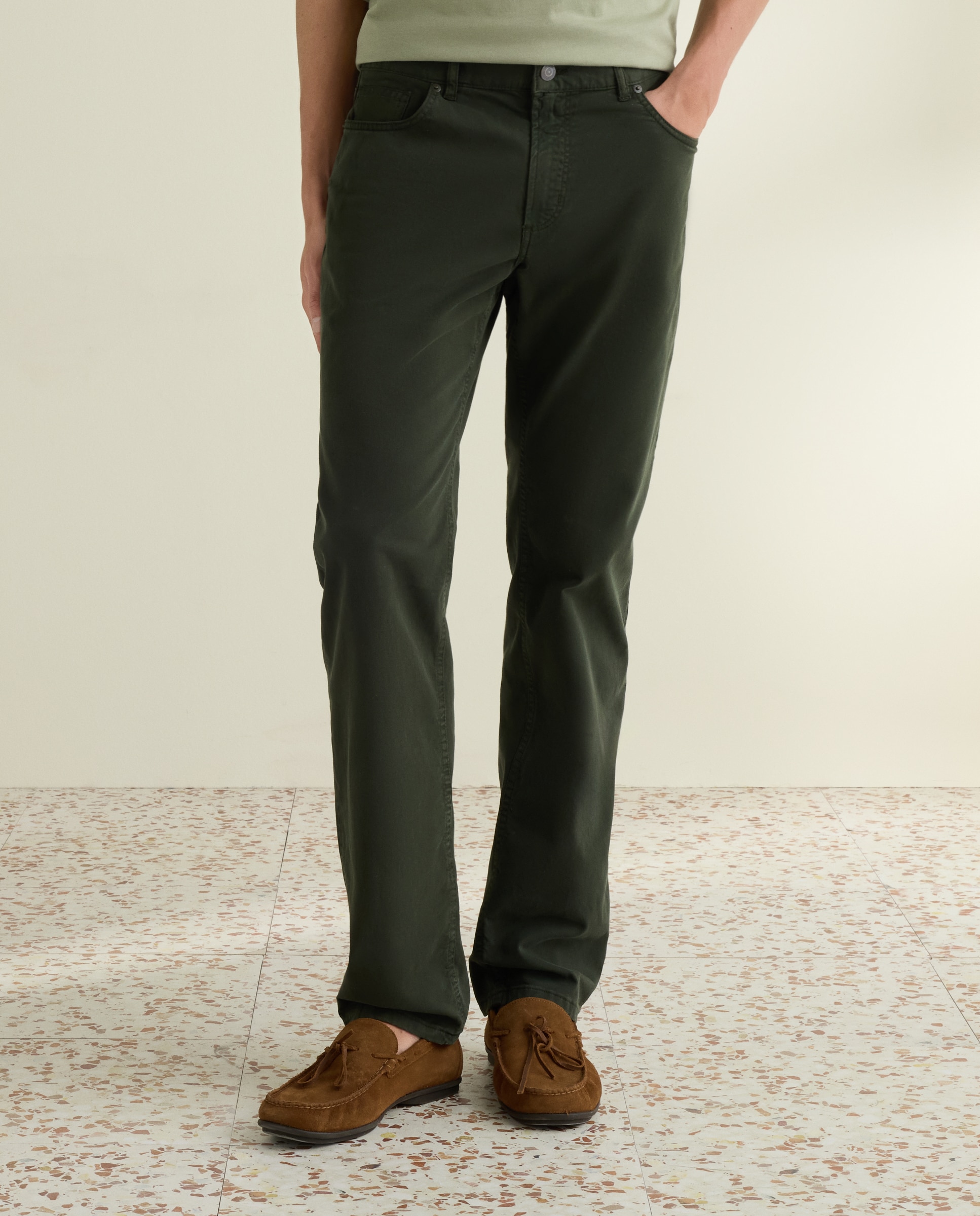Pantalón 5 bolsillos slim fit twill hombre - Emidio Tucci - Verde Verde-2