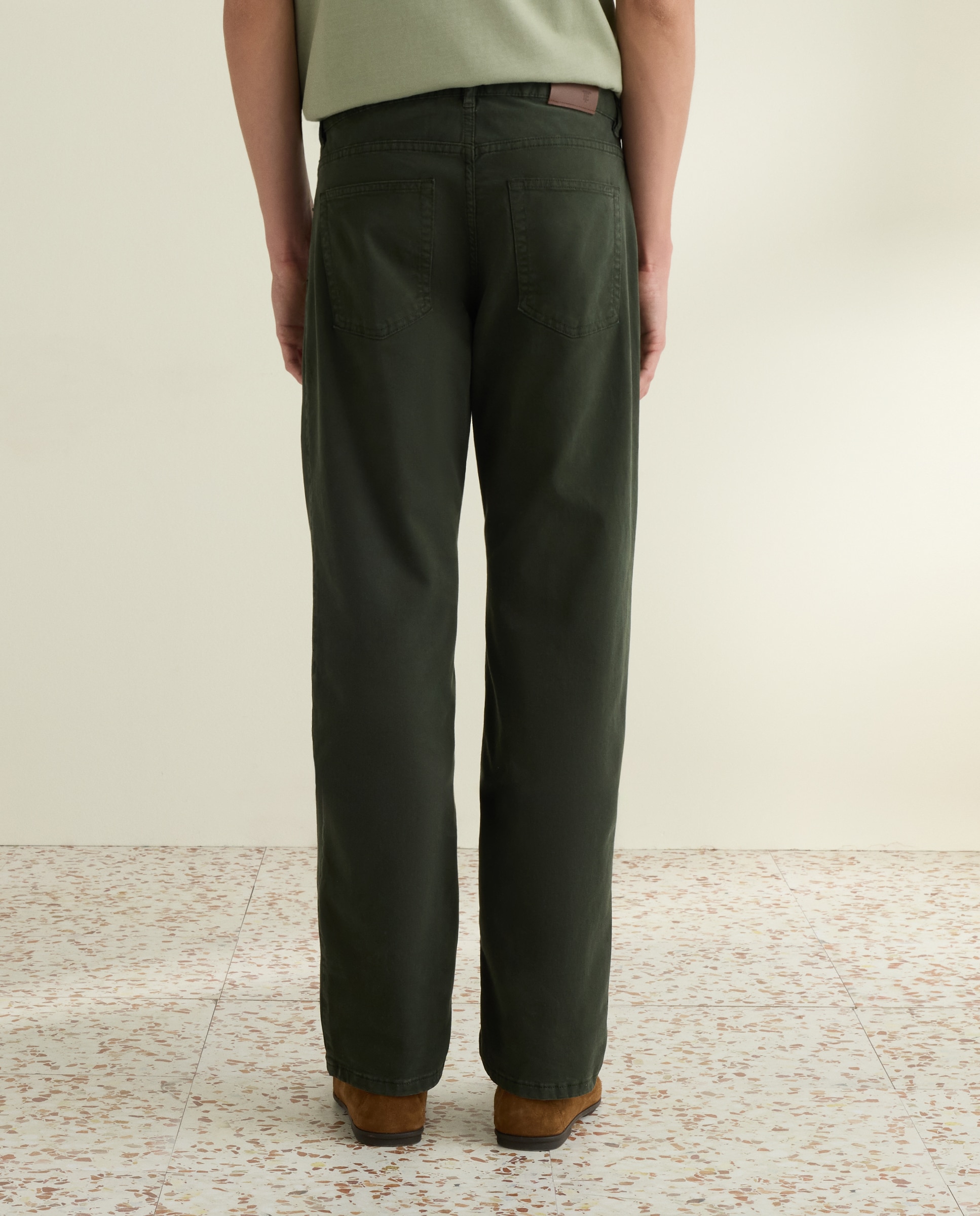 Pantalón 5 bolsillos slim fit twill hombre - Emidio Tucci - Verde Verde-3