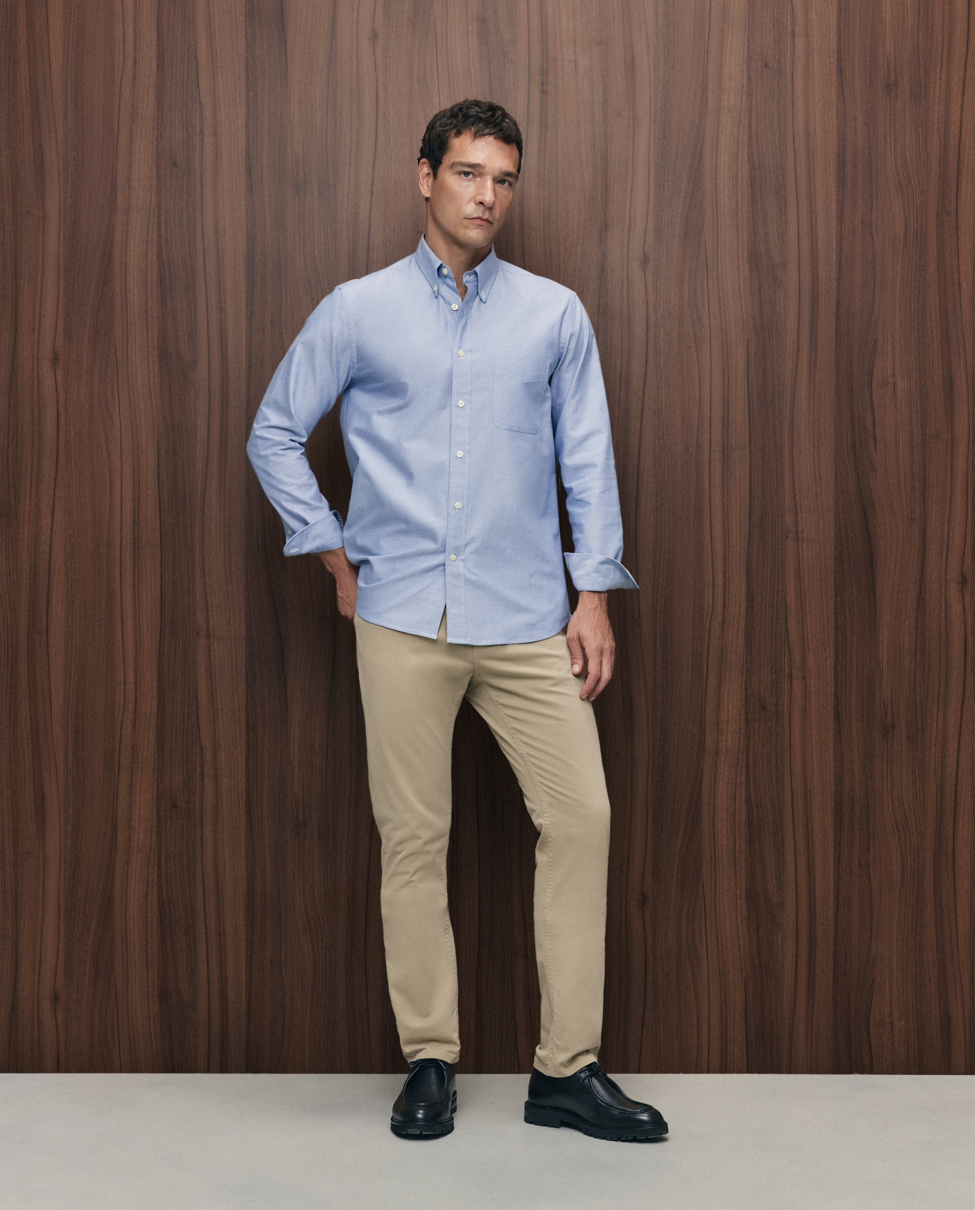 Pantalón 5 bolsillos slim fit twill hombre - Emidio Tucci - Marrón Marrón-1